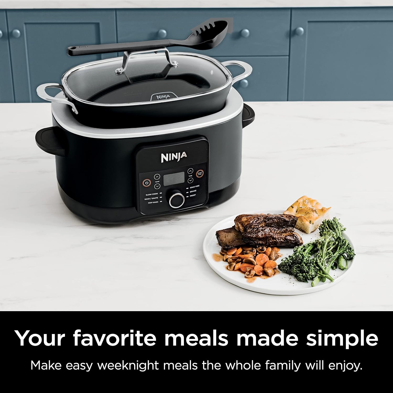 Ninja Slow Cookers 8.5-Quart Multi-Cooker with Dutch oven, steamer, glass lid with integrated spoon, nonstick and oven-safe pot wourant