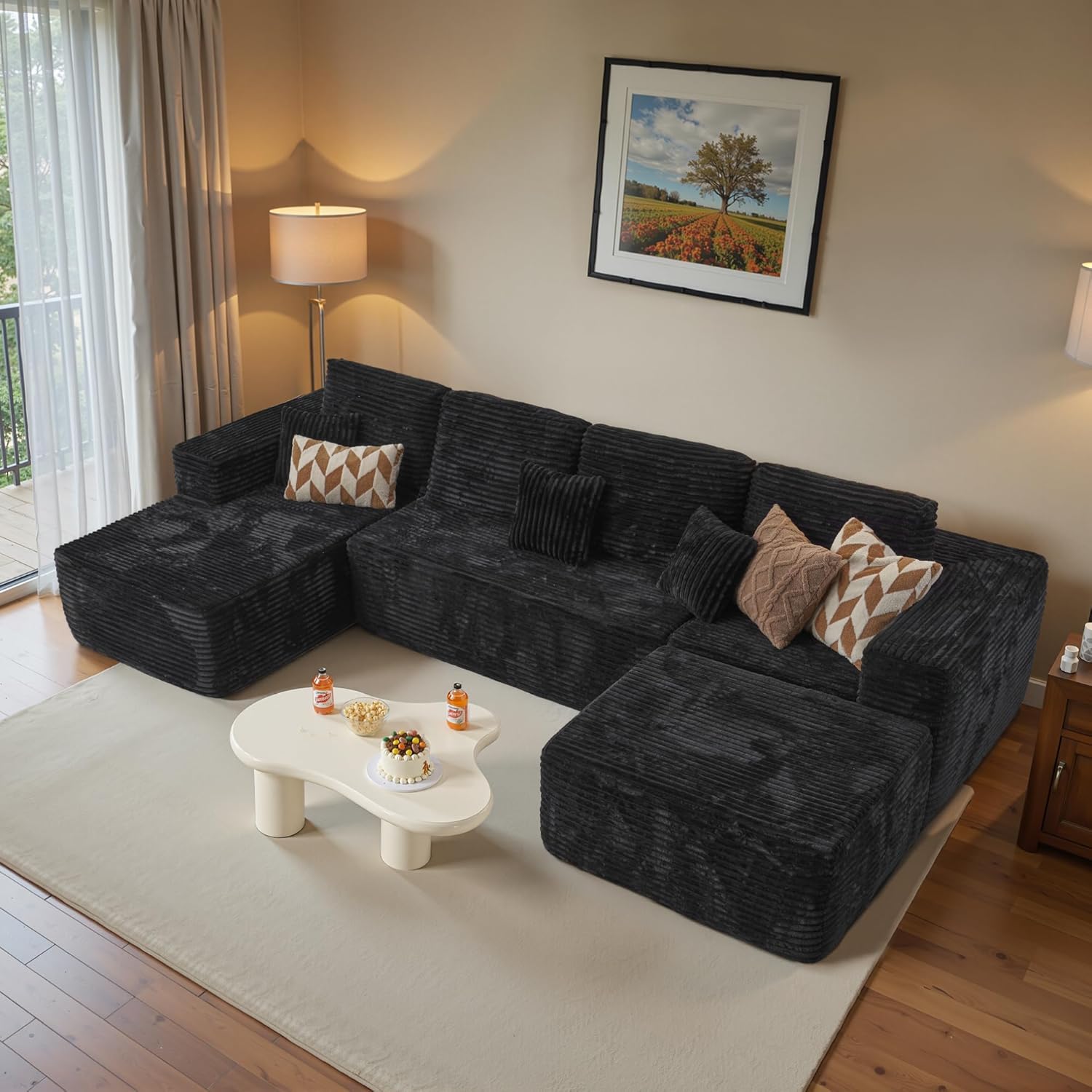 Ovios 104" Cloud Section Sofa L-shaped lounge chair, modern modular sofa wourant