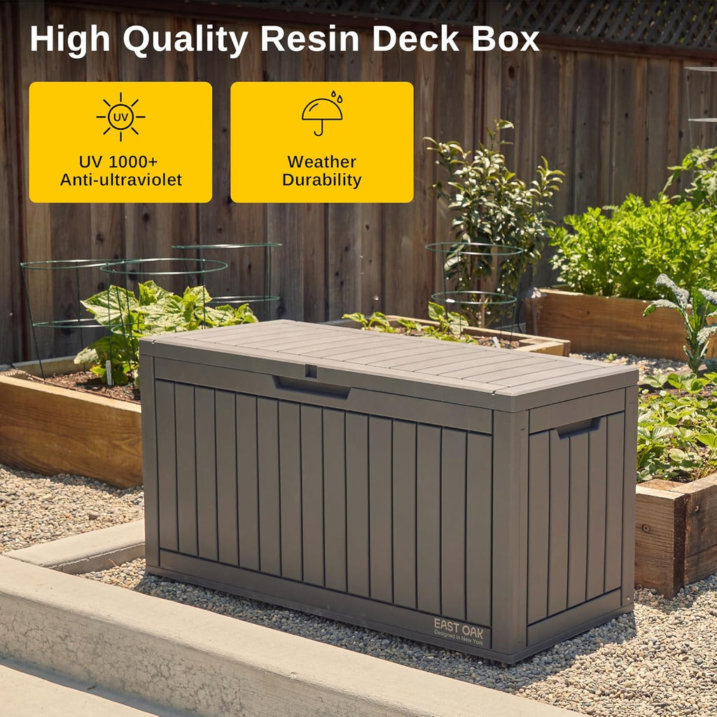 EAST OAK Outdoor Storage Box, 60 Gallon Deck Box Indoor and Outdoor Use, Waterproof Resin Storage Bin wourant