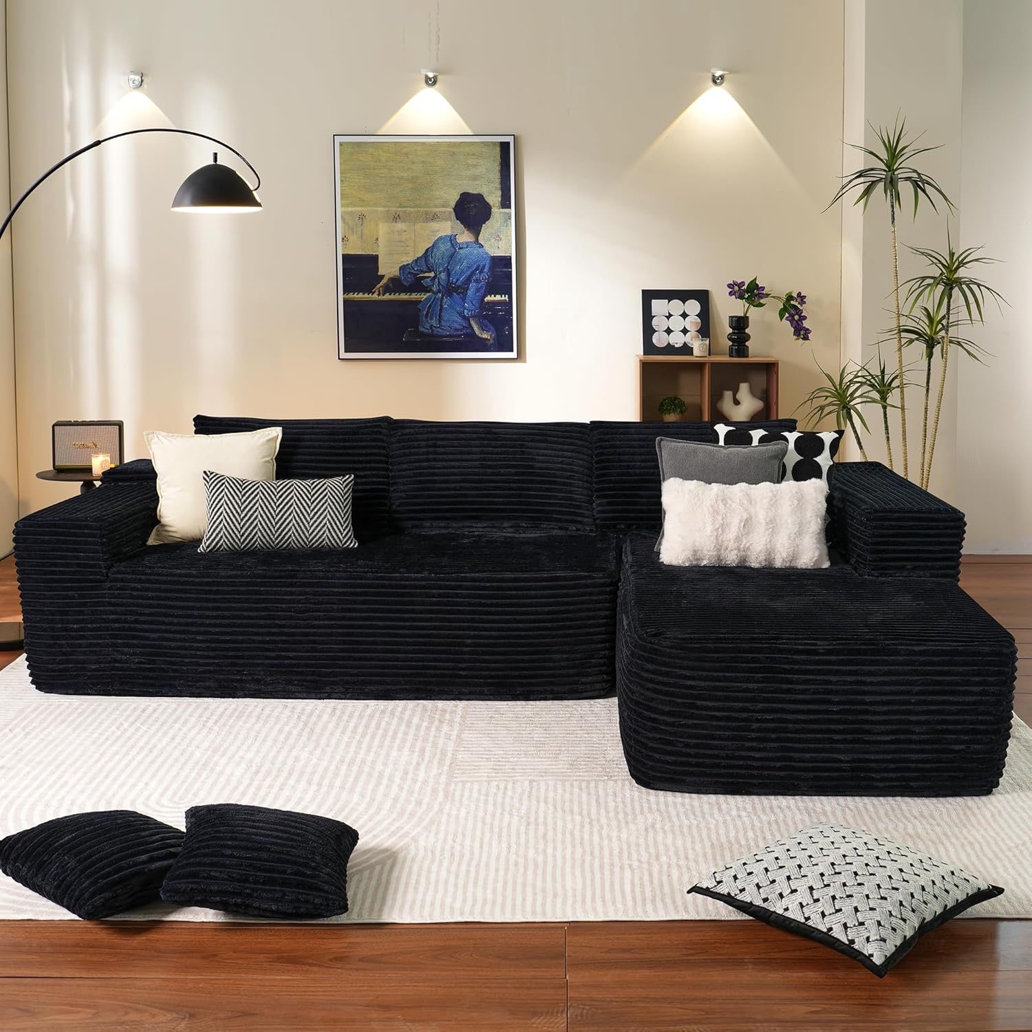 Ovios 104" Cloud Section Sofa L-shaped lounge chair, modern modular sofa wourant