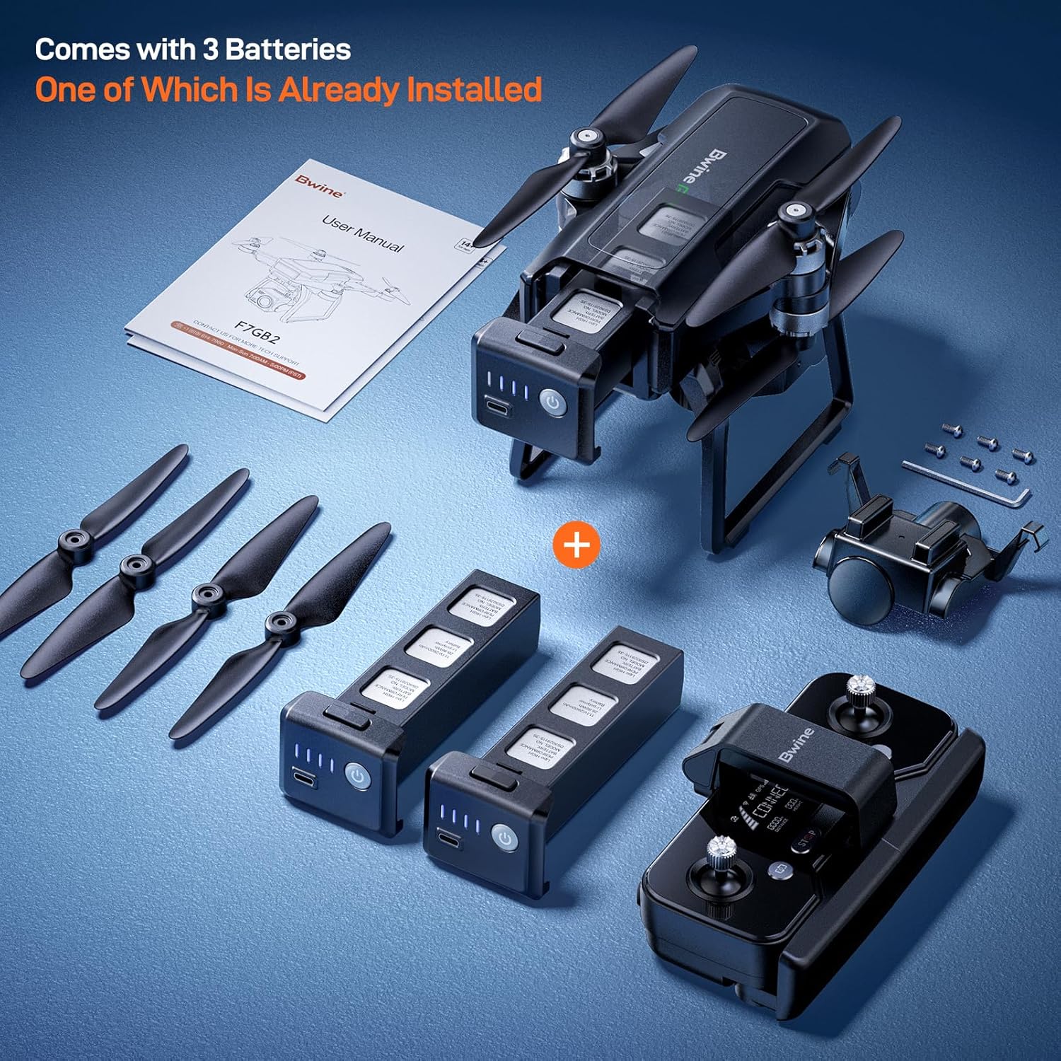 Adult-specific camera drone with 4K UHD aerial photography, 3-axis gimbal, 10,000-foot control, 3 batteries for 75 minutes of flight time, and GPS tracking wourant