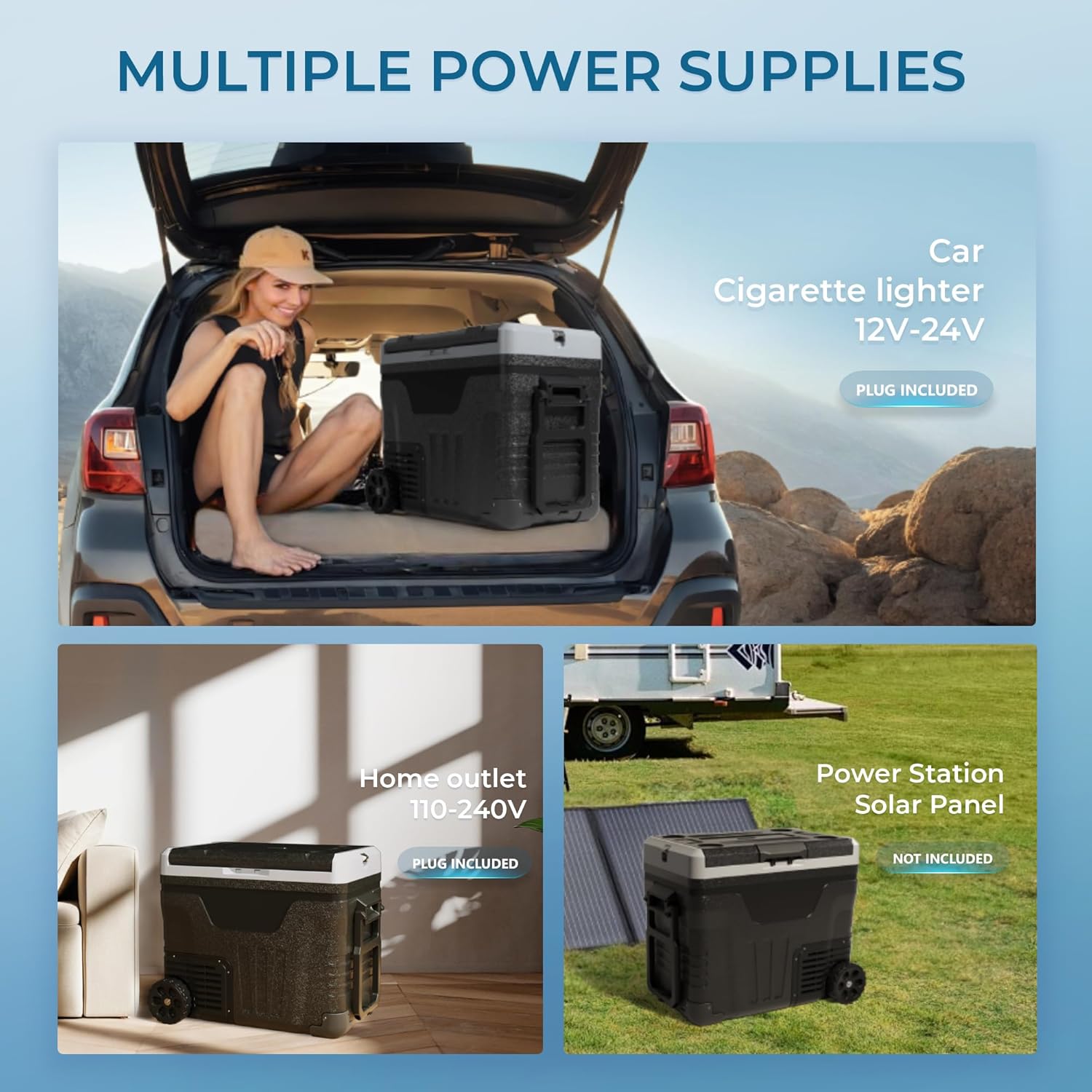 EUHOMY 12 Volt Refrigerator 53QT(50L) Electric Cooler Portable Freezer 12V/24V DC wourant