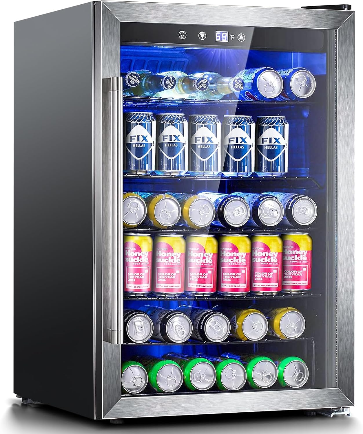 Antarctic Star Beverage Refrigerator Cooler 68 Can, Mini Fridge with Glass Door for Beer Drinks Wine,Freestanding Small Fridge with Electronic Temperature Control for Home and Bar,1.7 cu.ft wourant