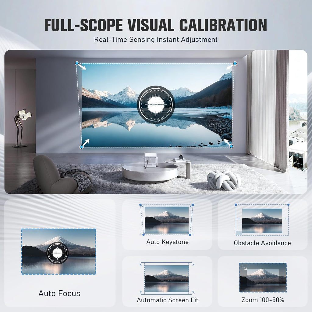 【Officially-Licensed APP & 1800 ANSI】Smart Mini Projector with WiFi and Bluetooth 4K Support wourant