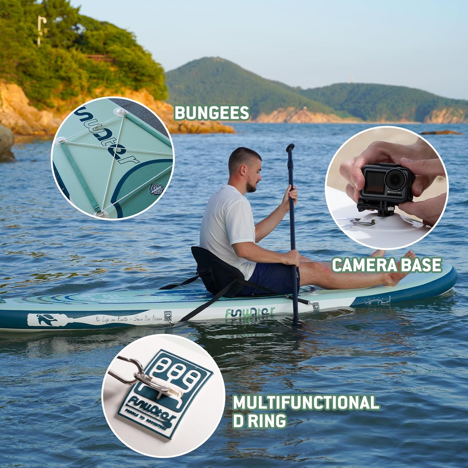 FunWater Inflatable Stand Up Paddle Board with Premium SUP Paddle Accessories, Non-Slip EVA Deck, 11'/10'6' Paddle wourant