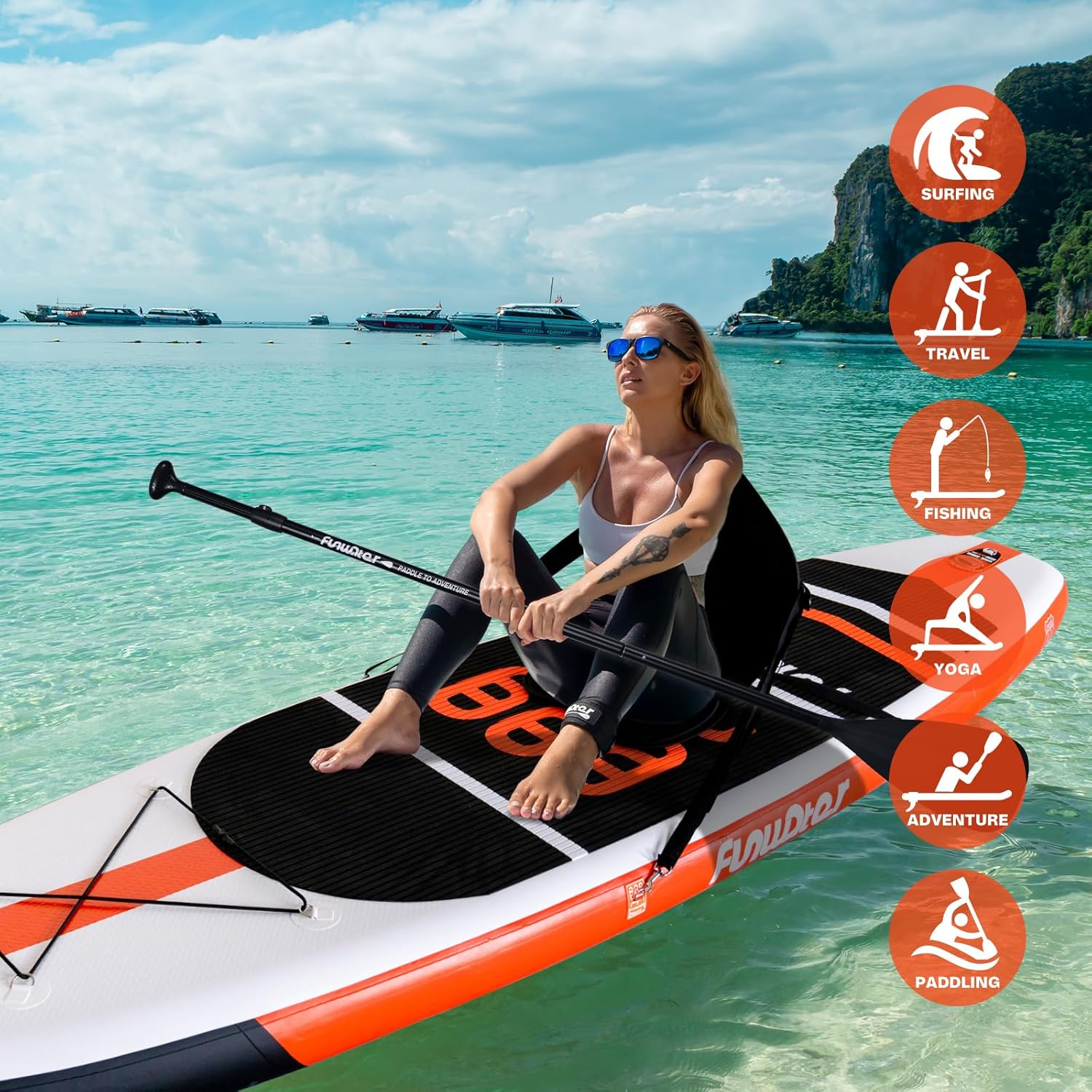 FunWater Inflatable Stand Up Paddle Board with Premium SUP Paddle Accessories, Non-Slip EVA Deck, 11'/10'6' Paddle wourant