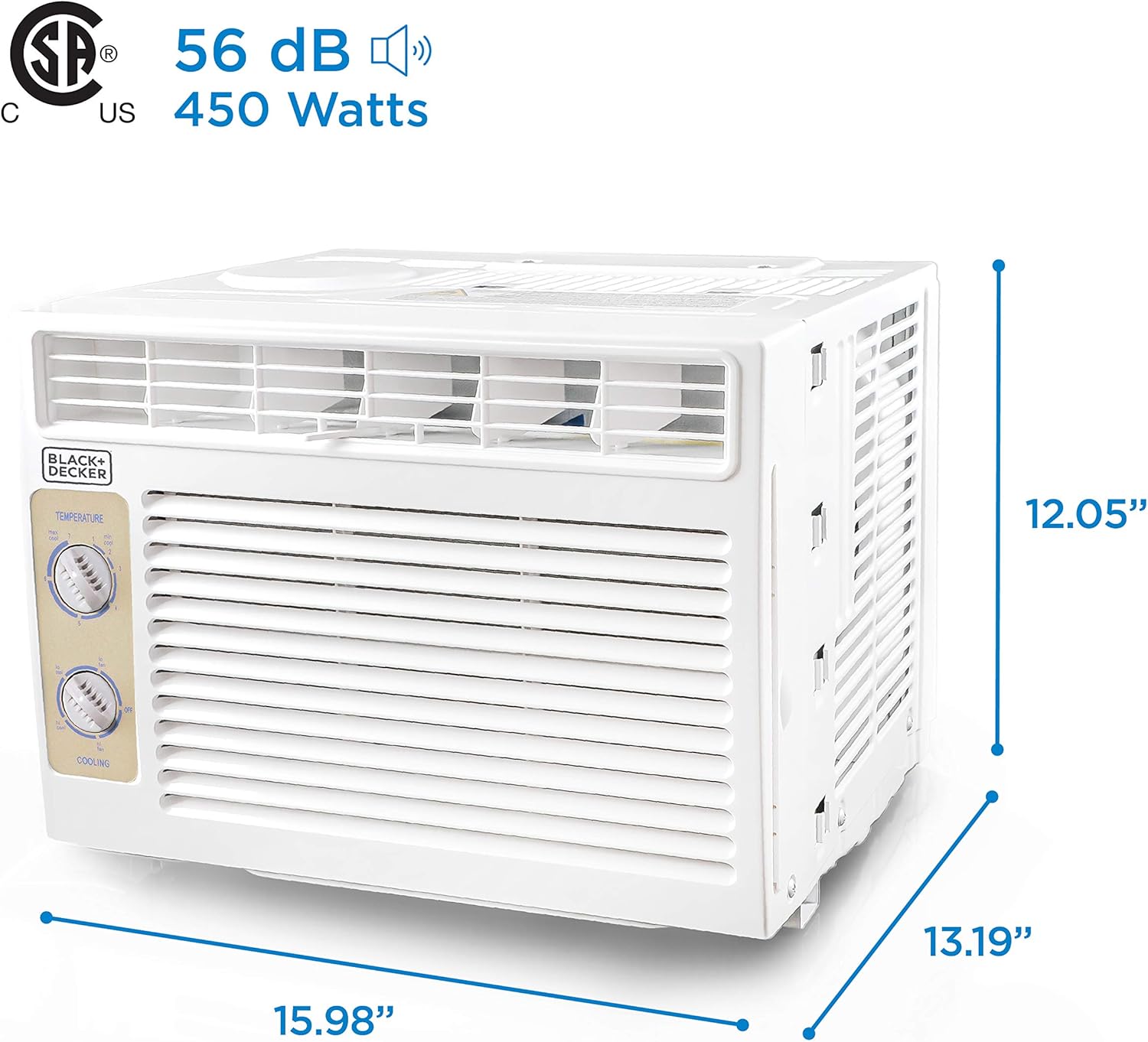 BLACK+DECKER Window Air Conditioner 5000 BTU, Cools Up to 150 Square Feet, AC Unit with Mechanical Controls, Manual Fan Only and Cool Settings, BD05MWT6, White wourant