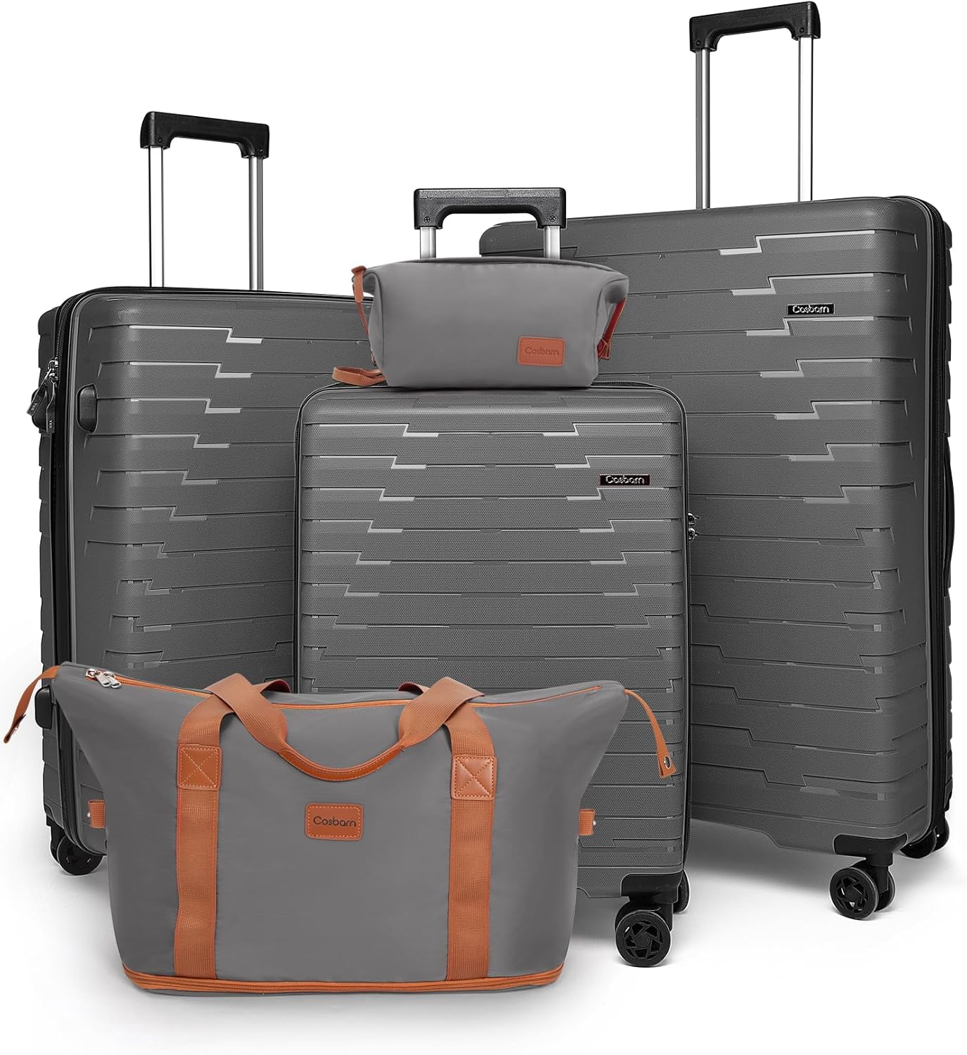 5-piece luggage set with wheels, ABS hardshell suitcase with spinner wheels wourant