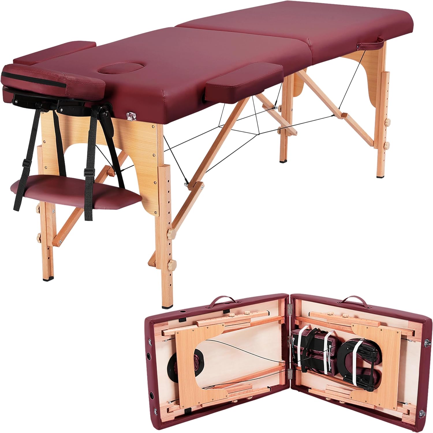 Yaheetech Massage Table Portable Lash Beds Spa Bed Massage Couch Foldable Spa Tables Adjustable 2 Fold with Non-Woven Bag 24 inch, Black wourant