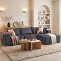 DUMOS 108" Boneless Couch, Cloud Sectional Couch with L-Shape Chaise, Modular Sectional Sofa with Deep Seat, Upholstered Couch for Living Room Bedroom, No Assembly Required (Beige, Left Facing Chaise) wourant