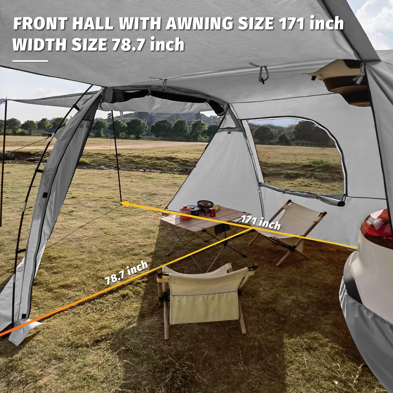 KAMPKEEPER SUV Car Tent, Tailgate Shade Awning Tent for Camping, Vehicle Camping Tents Outdoor Travel (Black) wourant