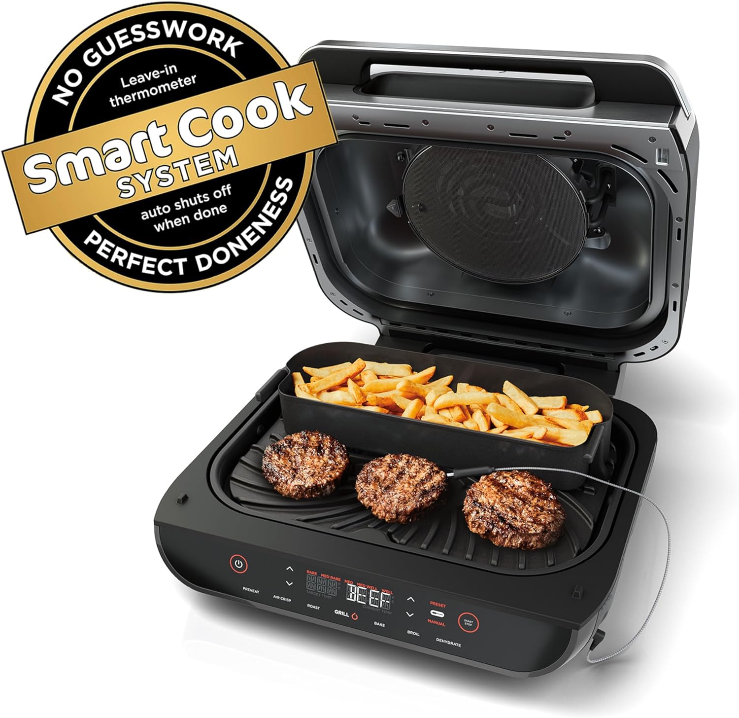 Ninja Foodi Smart XL 6-in-1 Indoor Grill with Air Fry, Bake, Roast, Broil, and Dehydrate, Smart Thermometer wourant