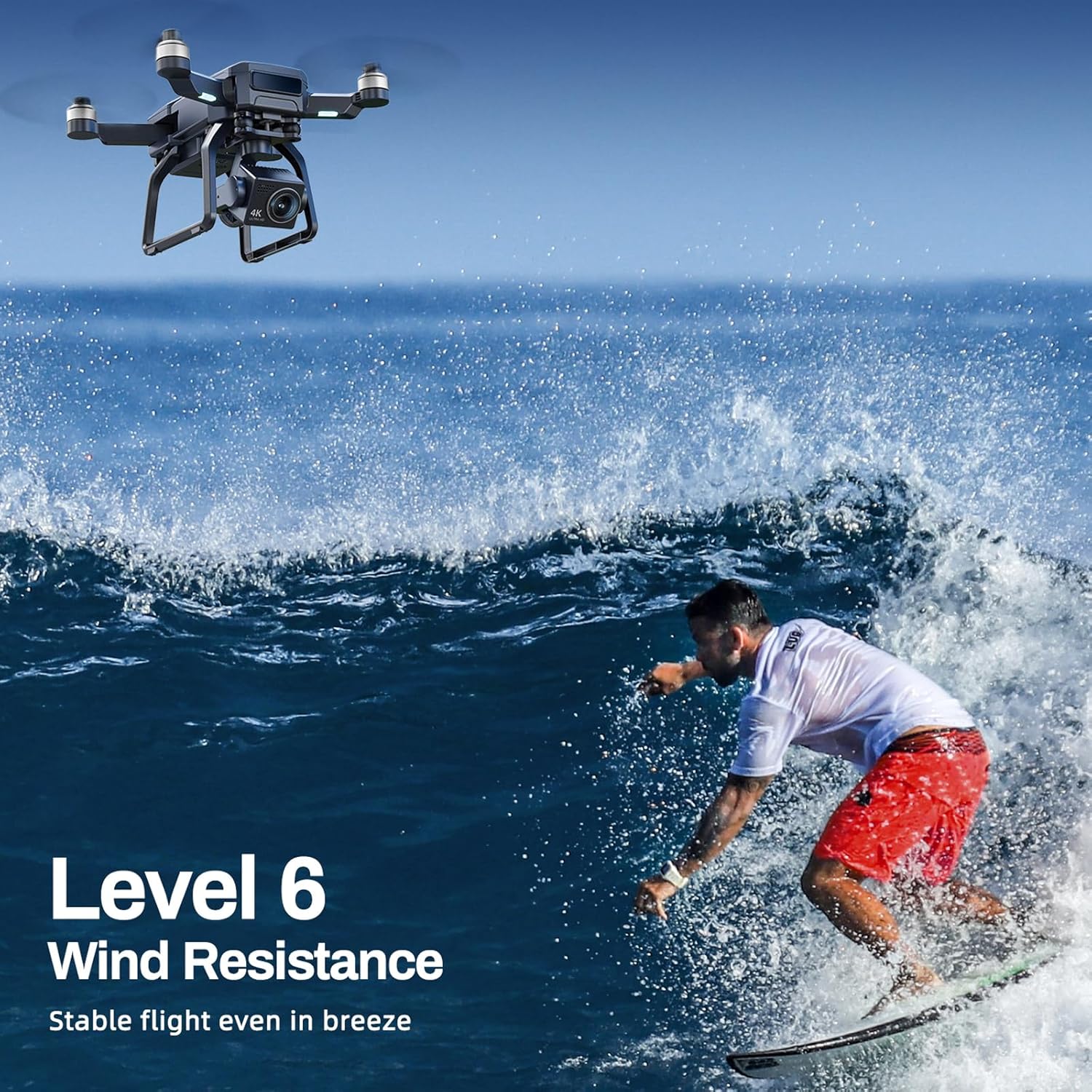 Adult-specific camera drone with 4K UHD aerial photography, 3-axis gimbal, 10,000-foot control, 3 batteries for 75 minutes of flight time, and GPS tracking wourant