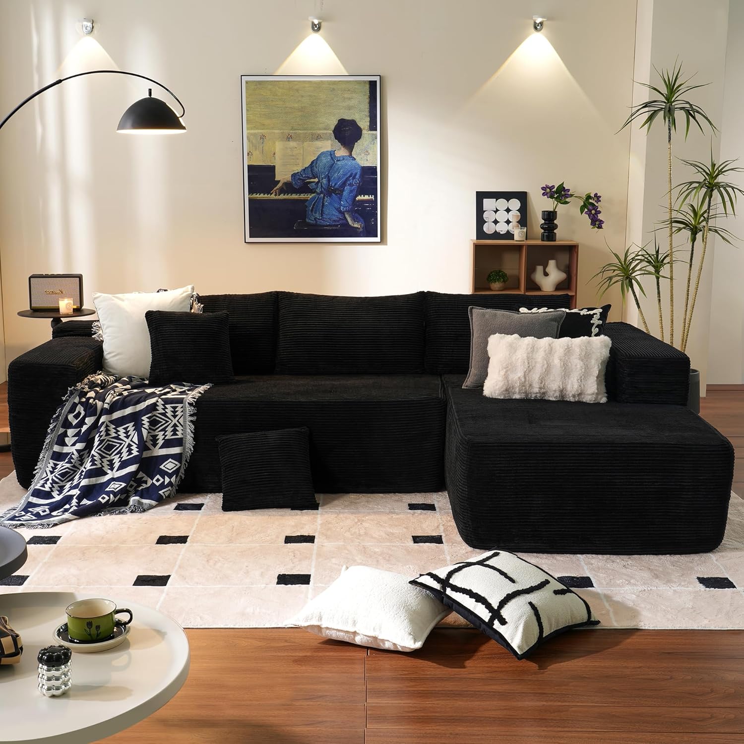 Ovios 104" Cloud Section Sofa L-shaped lounge chair, modern modular sofa wourant