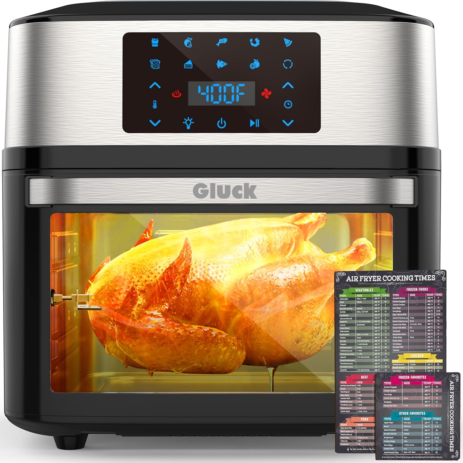 Air Fryer Oven Large 20 QT, 10-in-1 Toaster Oven Air Fryer Combo with Window for Family, Airfryer Oven with Rotisserie, 3 Dehydrating Racks, ETL Certified wourant