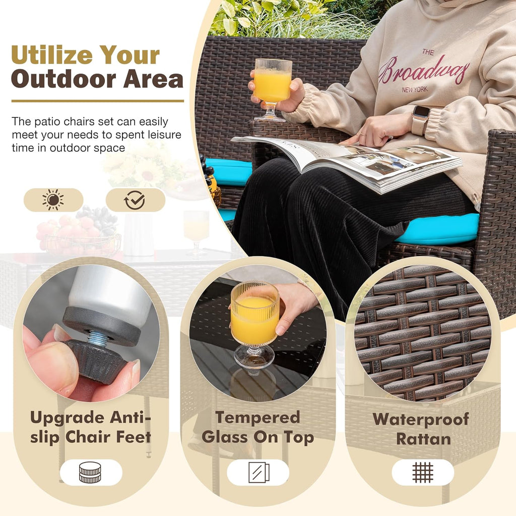 Homall 4 Pieces Outdoor Patio Furniture Sets Rattan Chair Wicker Set, Outdoor Indoor Use Backyard Porch Garden Poolside Balcony Furniture Sets Clearance (Brown and Beige) wourant