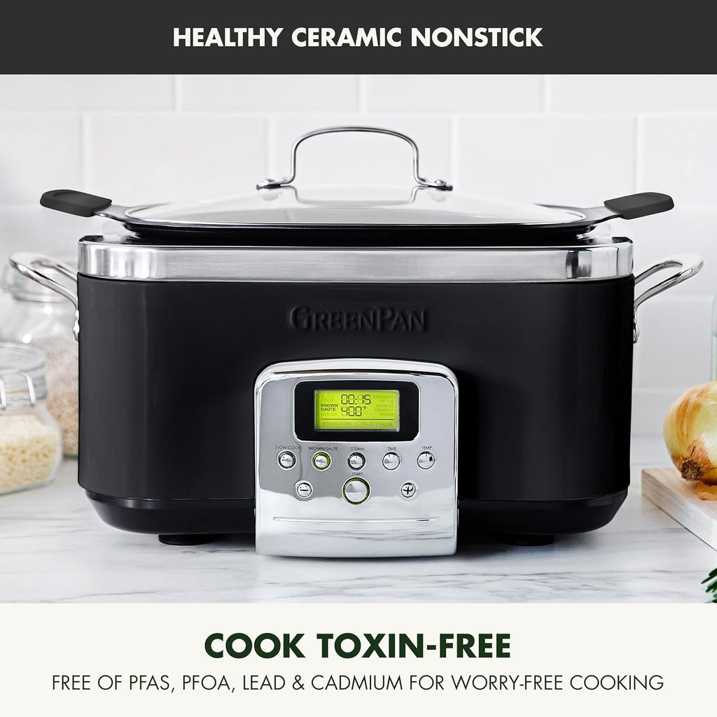 8-in-1 Programmable 6QT Electric Slow Cooker with Dishwasher-Safe Lid and Removable Base wourant