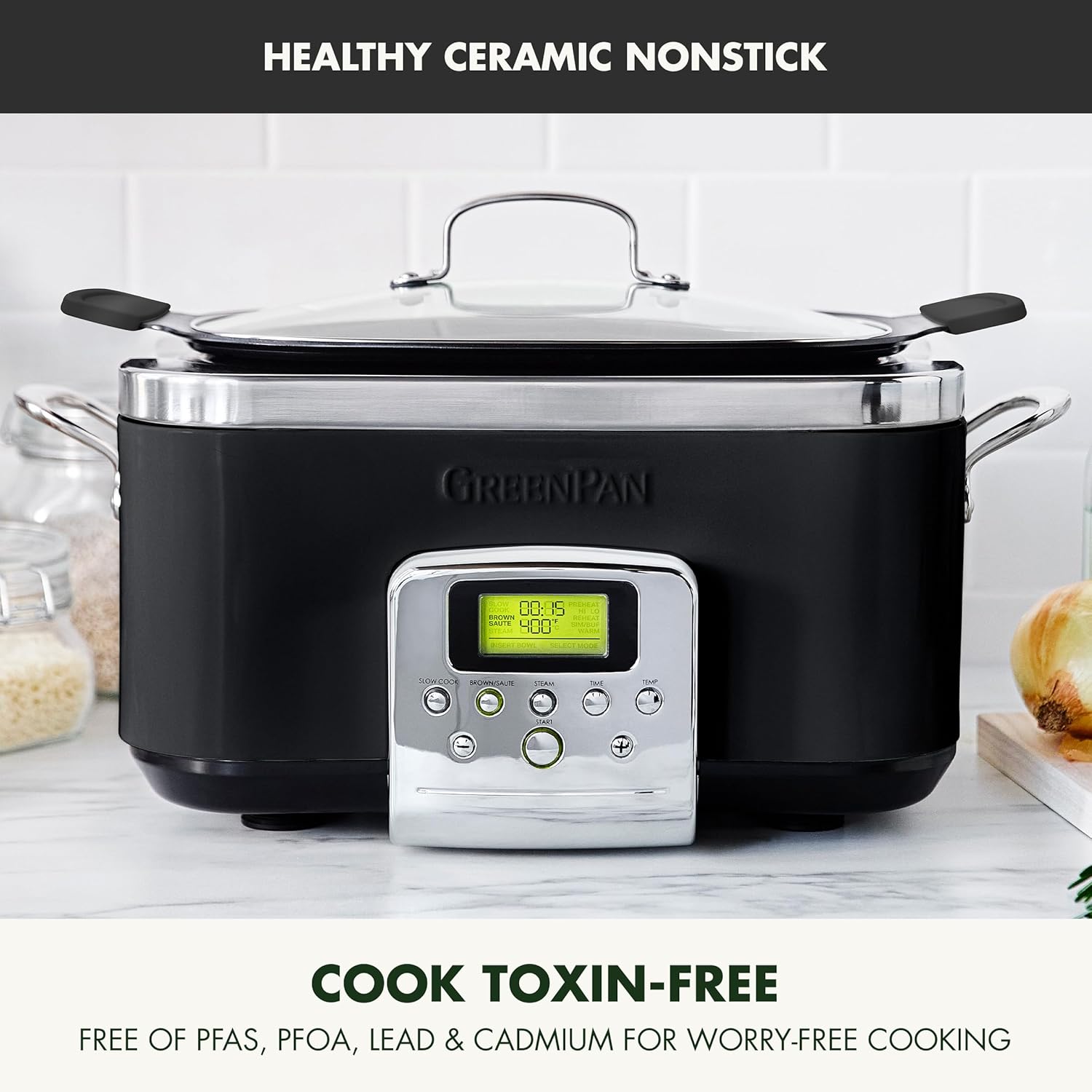 8-in-1 Programmable 6QT Electric Slow Cooker with Dishwasher-Safe Lid and Removable Base wourant