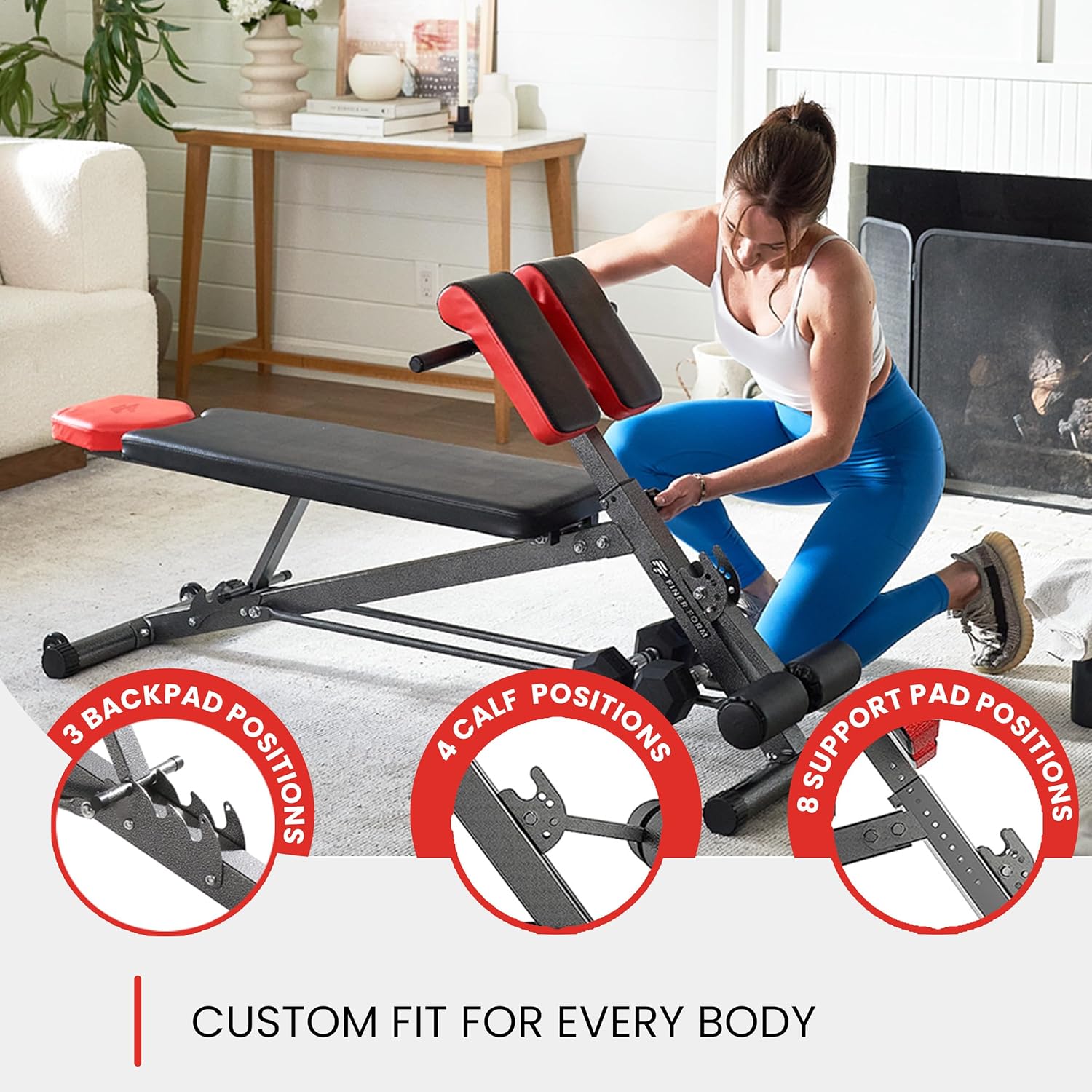 FF Finer Form Multi-Functional Weight Bench for Full All-in-One Body Workout Adjustable Workout Bench Press wourant
