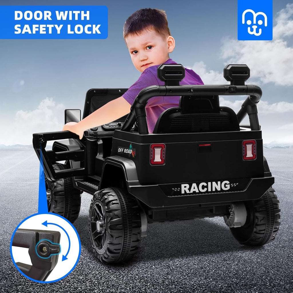 12V Kids Electric Ride on Truck Car Remote Control, Twin 35W Motors 3.5MPH Max Speed, Bluetooth USB Music Player, 4 Wheels Suspension LED Lights Safety Belt, Gift for Boy & Girl-Rosy wourant