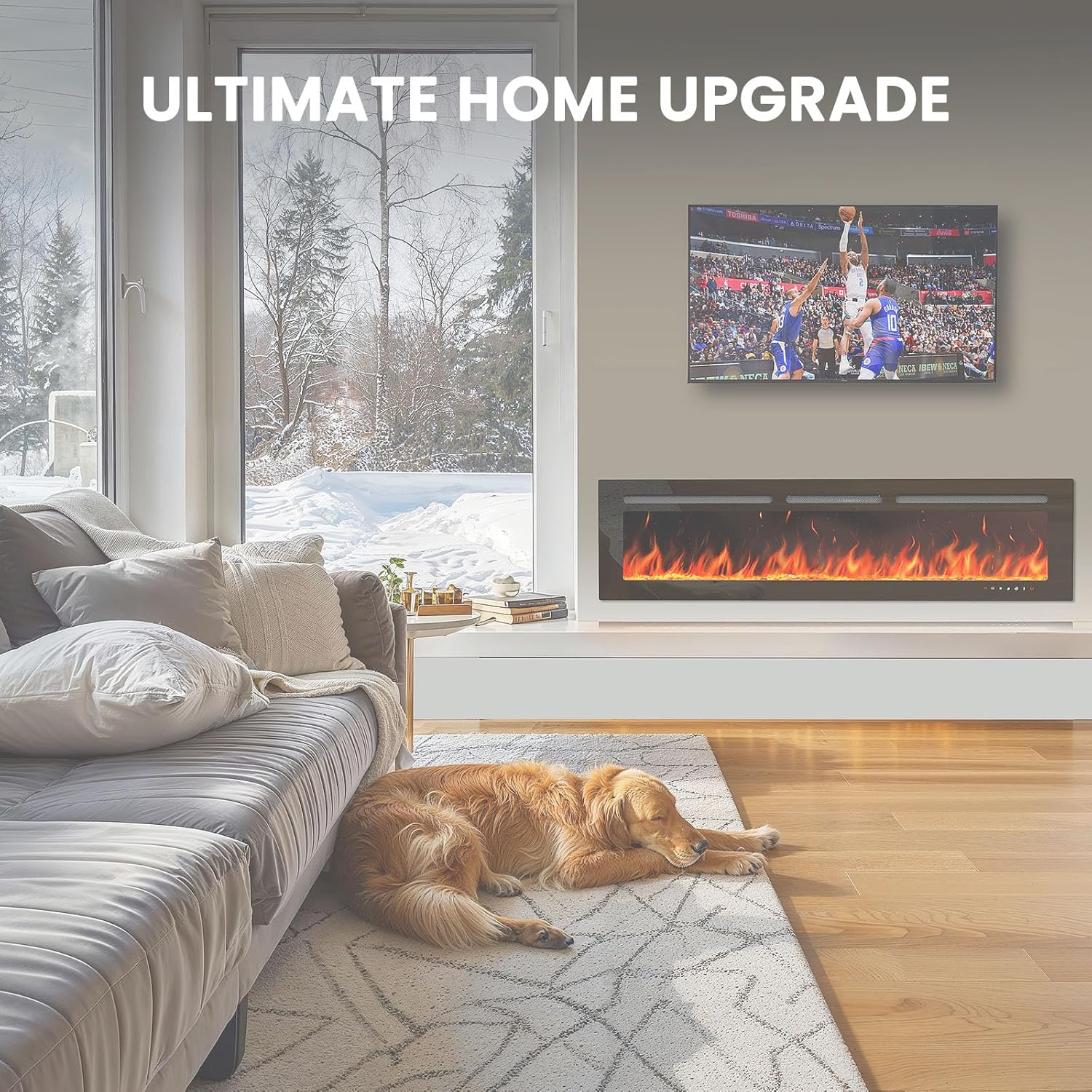 Silonn 50″Smart Electric Fireplace Heater with App & Remote Control, 5300 BTU Heat Output, Ultra-Slim Wall-Mounted or Recessed Electric Fireplace Inserts with Timer, 20 Flame Colors,WiFi Enabled wourant