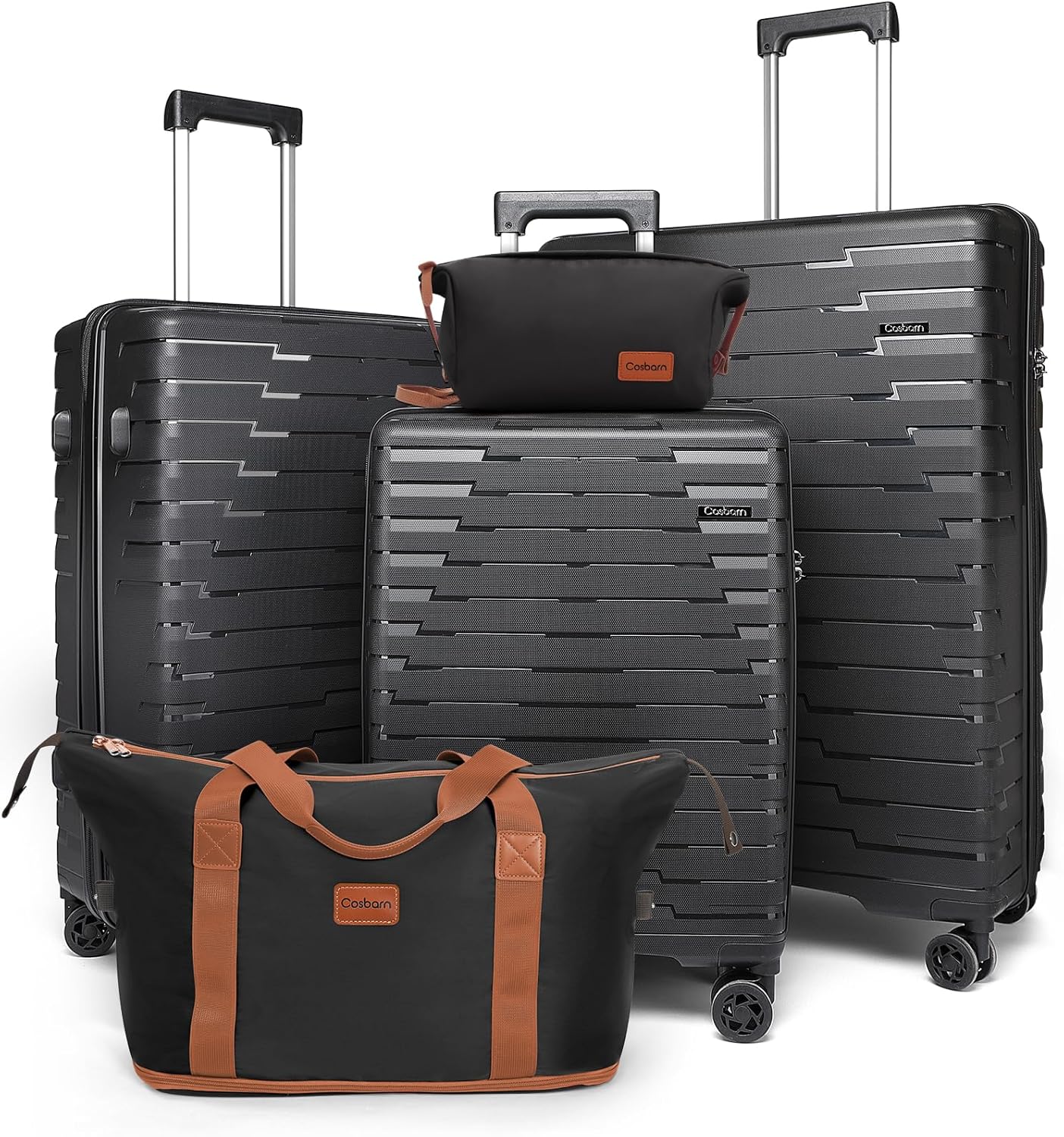 5-piece luggage set with wheels, ABS hardshell suitcase with spinner wheels wourant