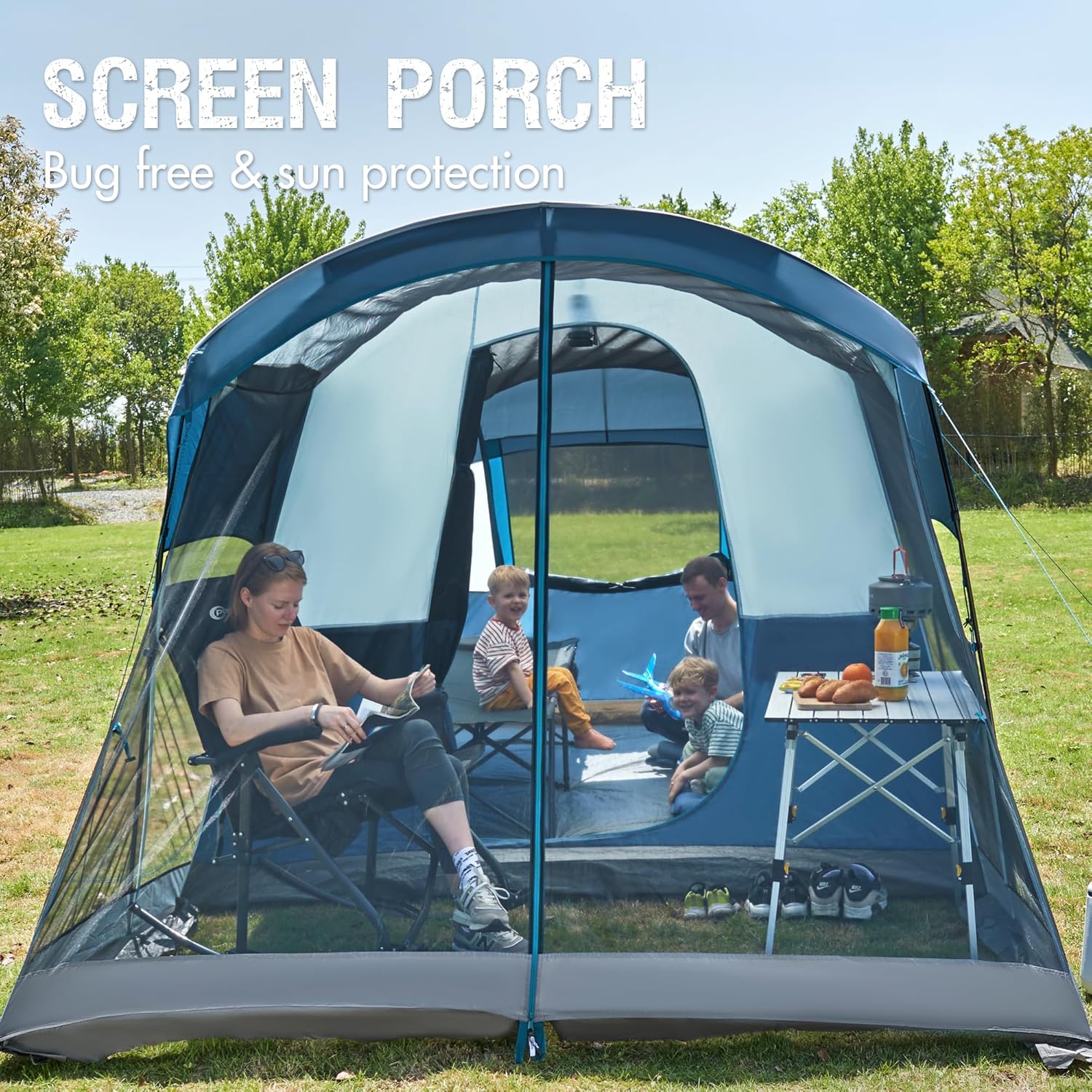PORTAL 6/8/10 Person Family Camping Tent with Screen Room, Water Resistant Big Tunnel Tent with Rainfly, Large Family Tent for Outdoor Camping, Party wourant