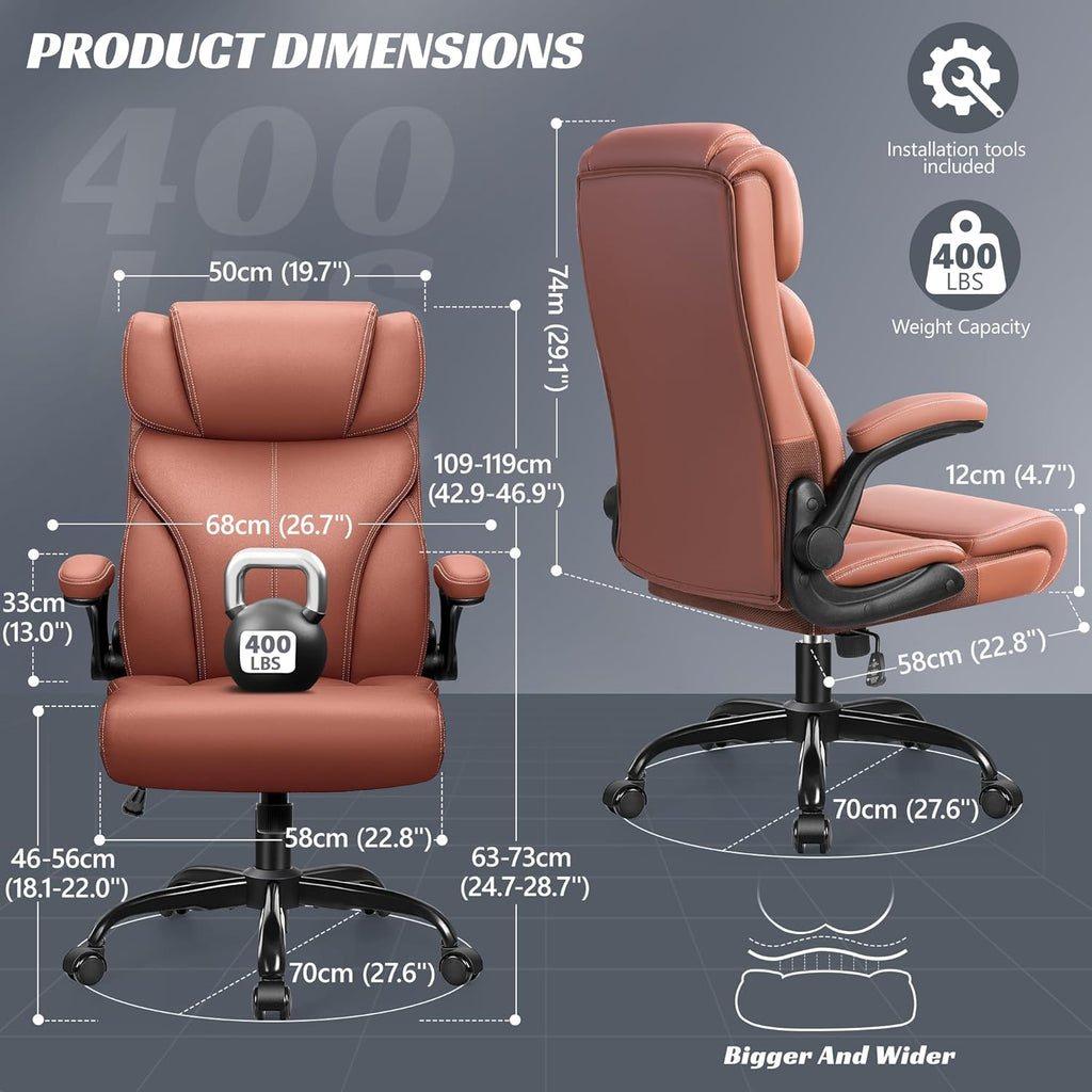 Office Chair Large High-Foot Computer Desk Chair, Breathable Leather Chair Lumbar Support Rotating Computer Chair wourant