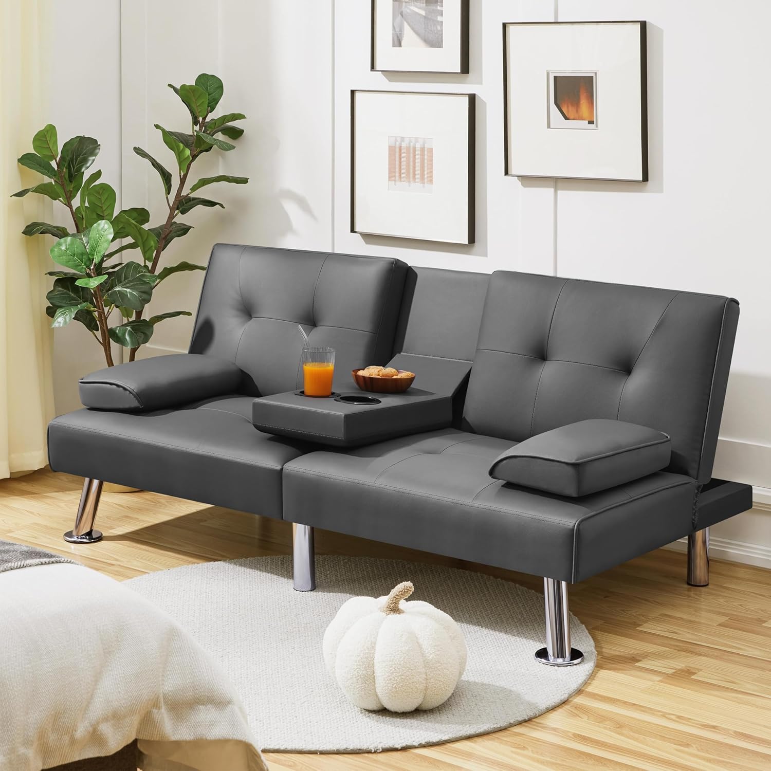 Convertible Sofa Bed Modern Imitation Leather Home Recliner Flip Double Sofa Folding Sofa Bed Guest Bed wourant