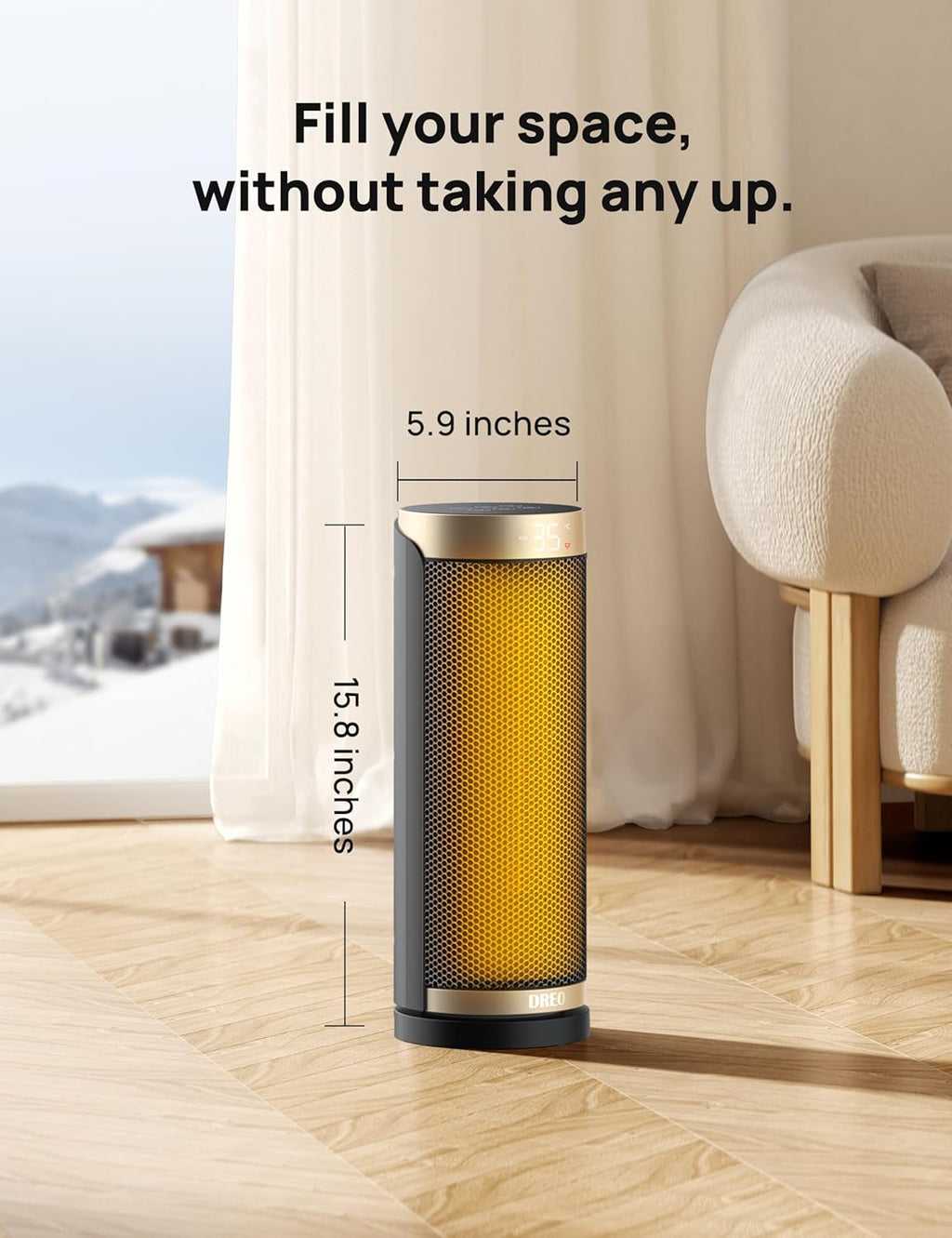 Dreo Space Heater, 1500W Electric Heaters for Indoor Use with Thermostat, 70° Oscillation, 8 Safety Protections, 5 Modes, Remote, 12H Timer, Quiet Portable Heater for Office, Bedroom, Large Room wourant