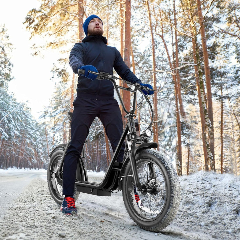 Caroma Peak 800W Foldable Adult Electric Scooter with 20-inch Wide Tires, 48V Battery, Basket, and Adjustable Seat wourant