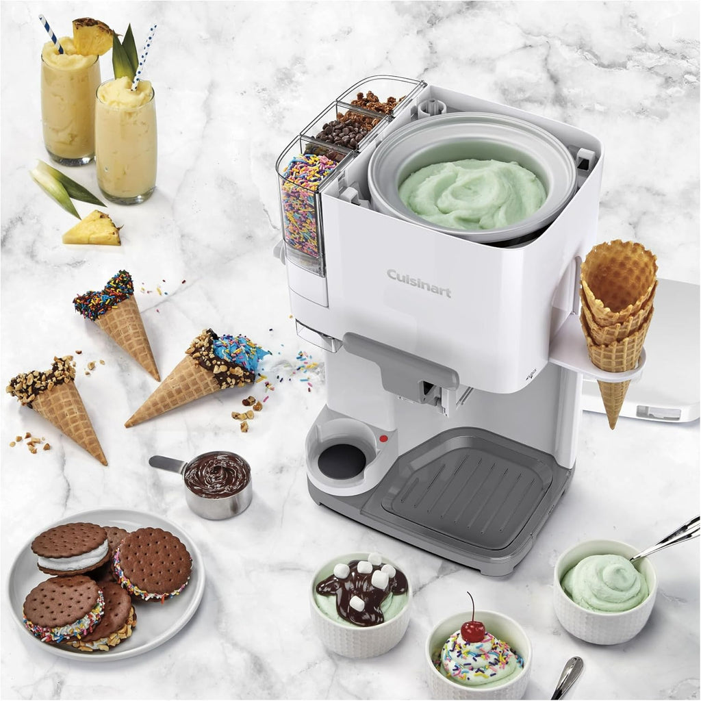 Cuisinart Soft Serve Ice Cream Machine- Mix It In Ice Cream Maker for Frozen Yogurt, Sorbet, Gelato, Drinks 1.5 Quart, White, ICE-48 wourant