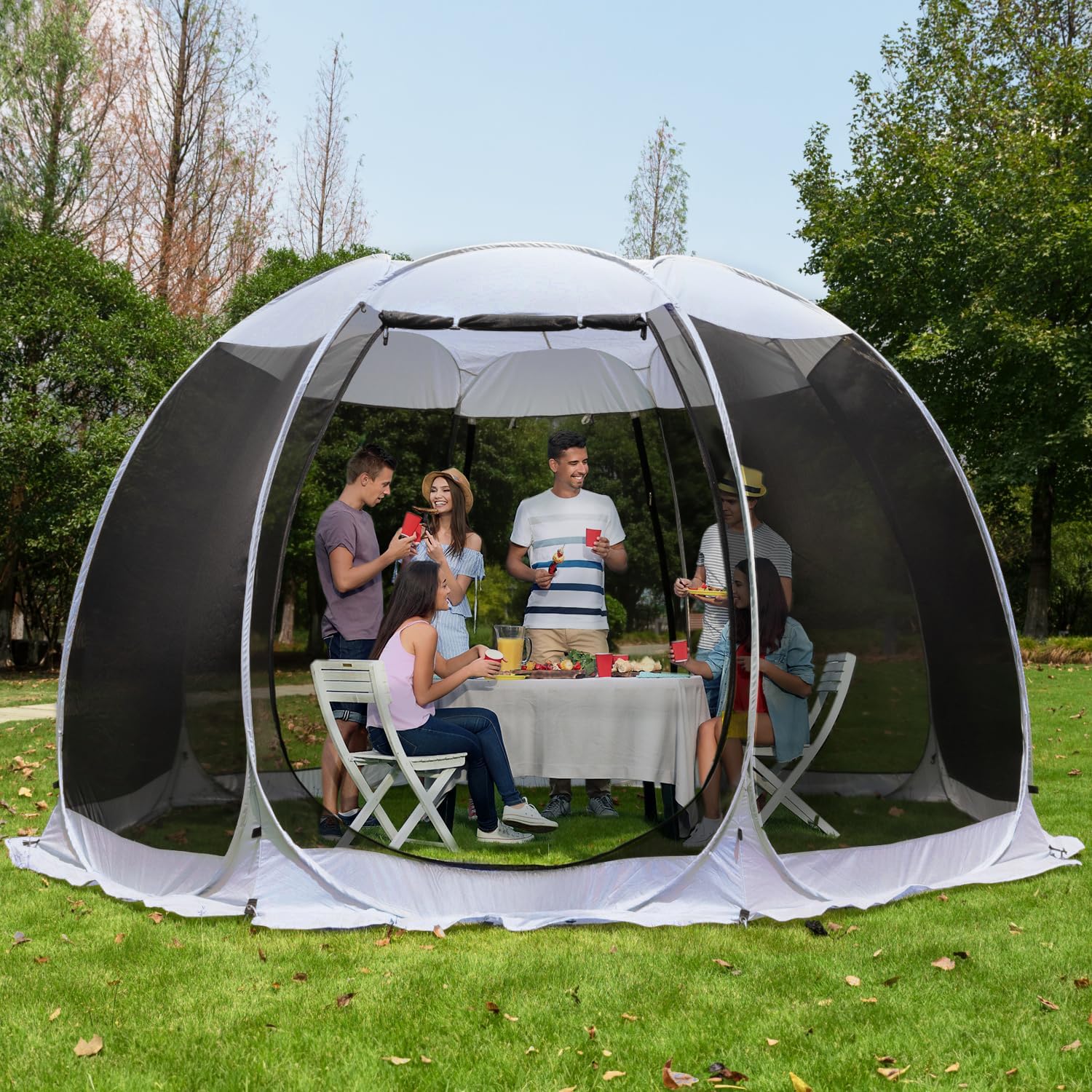Screen gazebo, sleeps 6-10-15 people Igloo-style canopy tent with mosquito net on the sides Perfect for garden, patio, backyard wourant