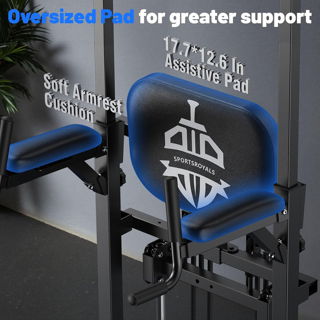 Sportsroyals Power Tower Pulp Up Bar Station, 450 lbs stable suspended immersion tilt station wourant