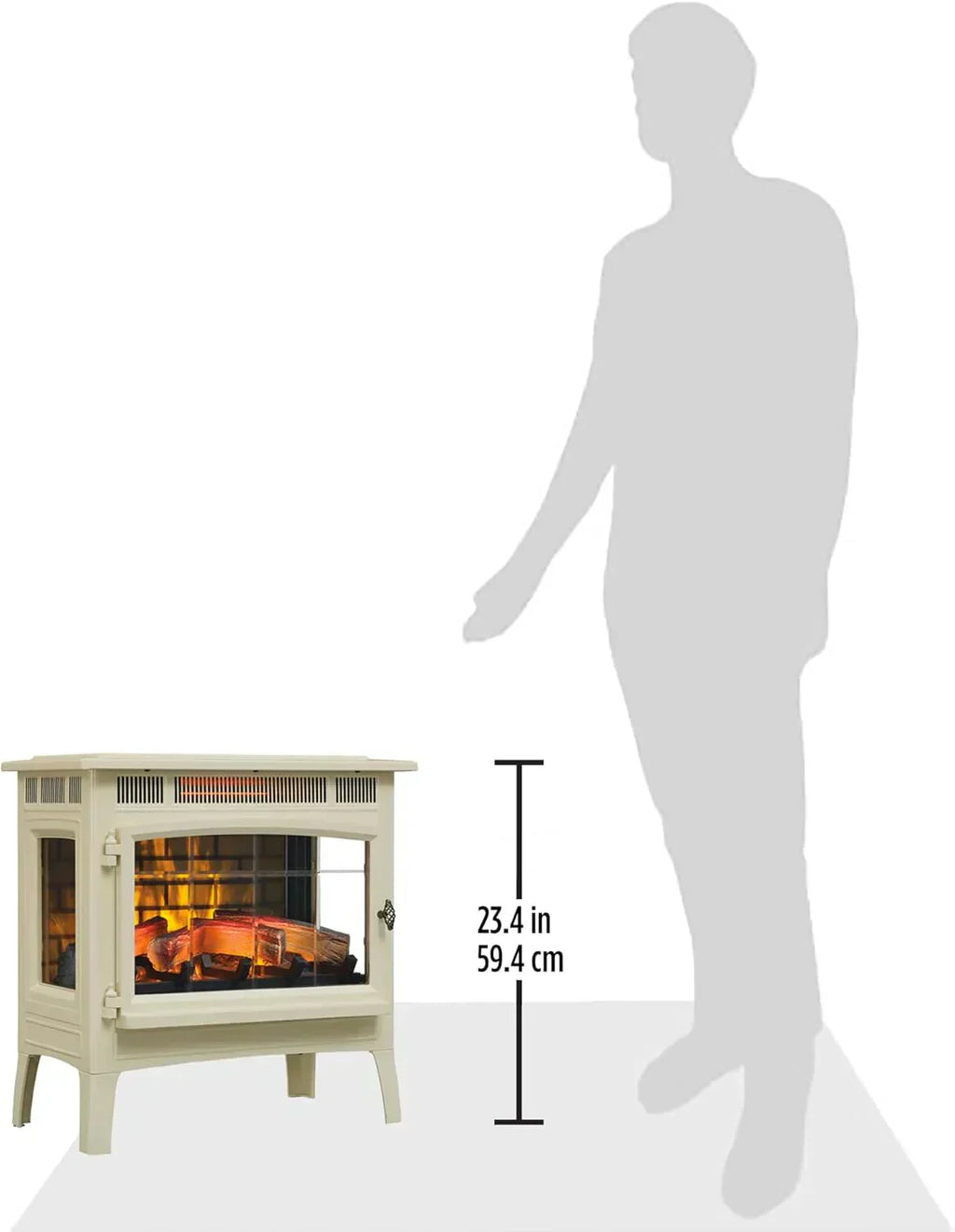 Freestanding Electric Fireplace Stove Heater with 3D Flame Effect for 1000 Sq. Ft wourant