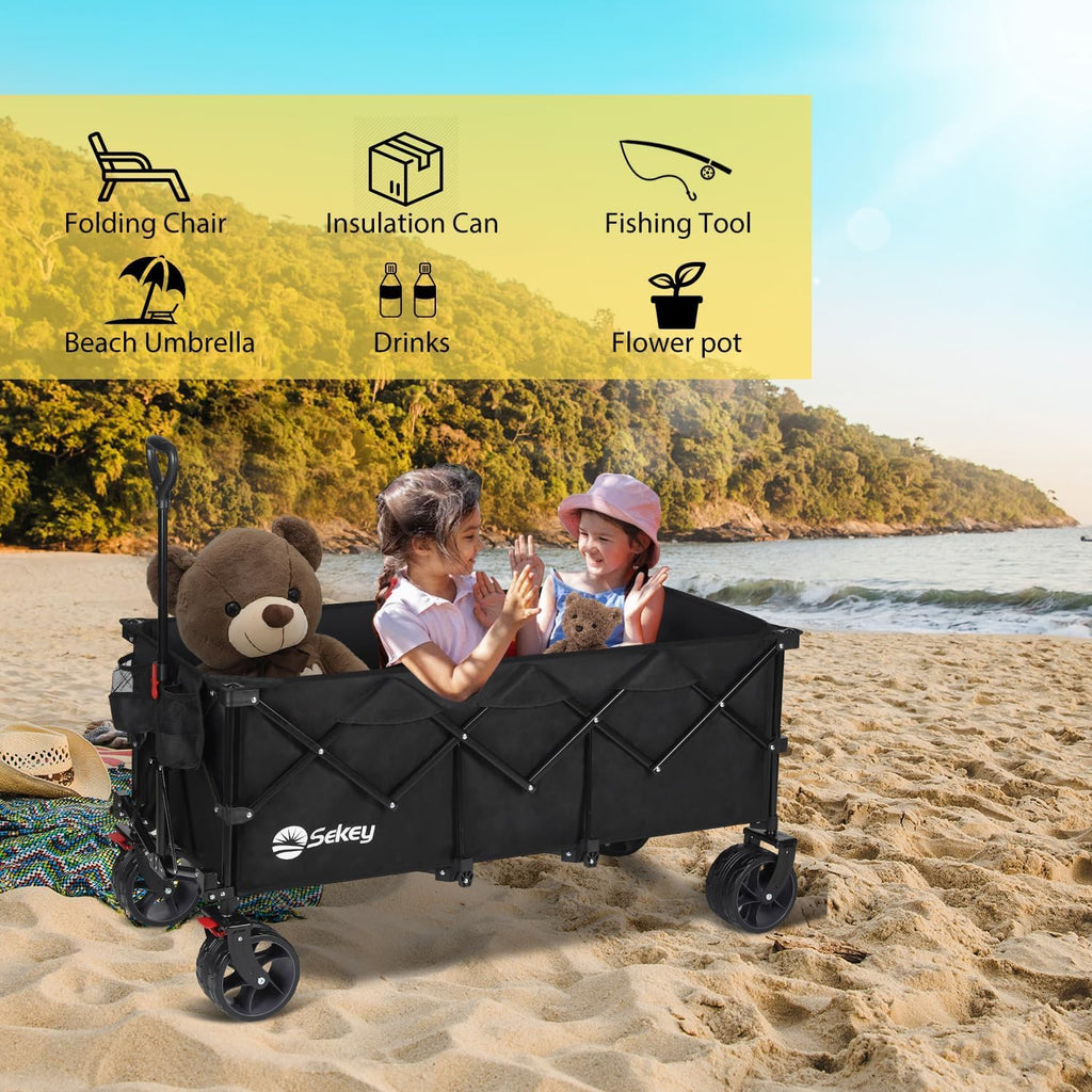 Sekey 48 Inch Long Foldable Extended Travel Cart 440 Lbs Folding Multi-Purpose Garden Cart wourant
