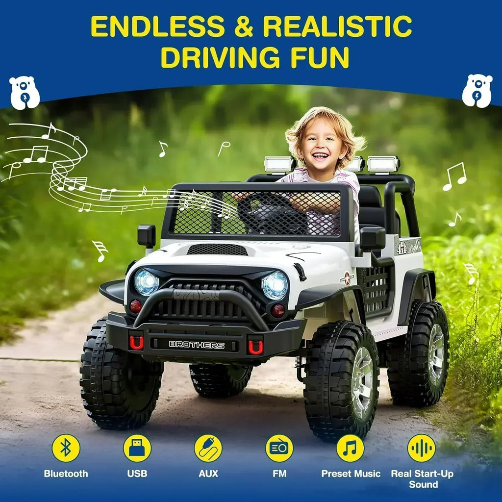 L8 Ride On Car 2 Seater 12V Kids Electric Car Remote Control 4-Wheel Suspension Bluetooth Speaker wourant