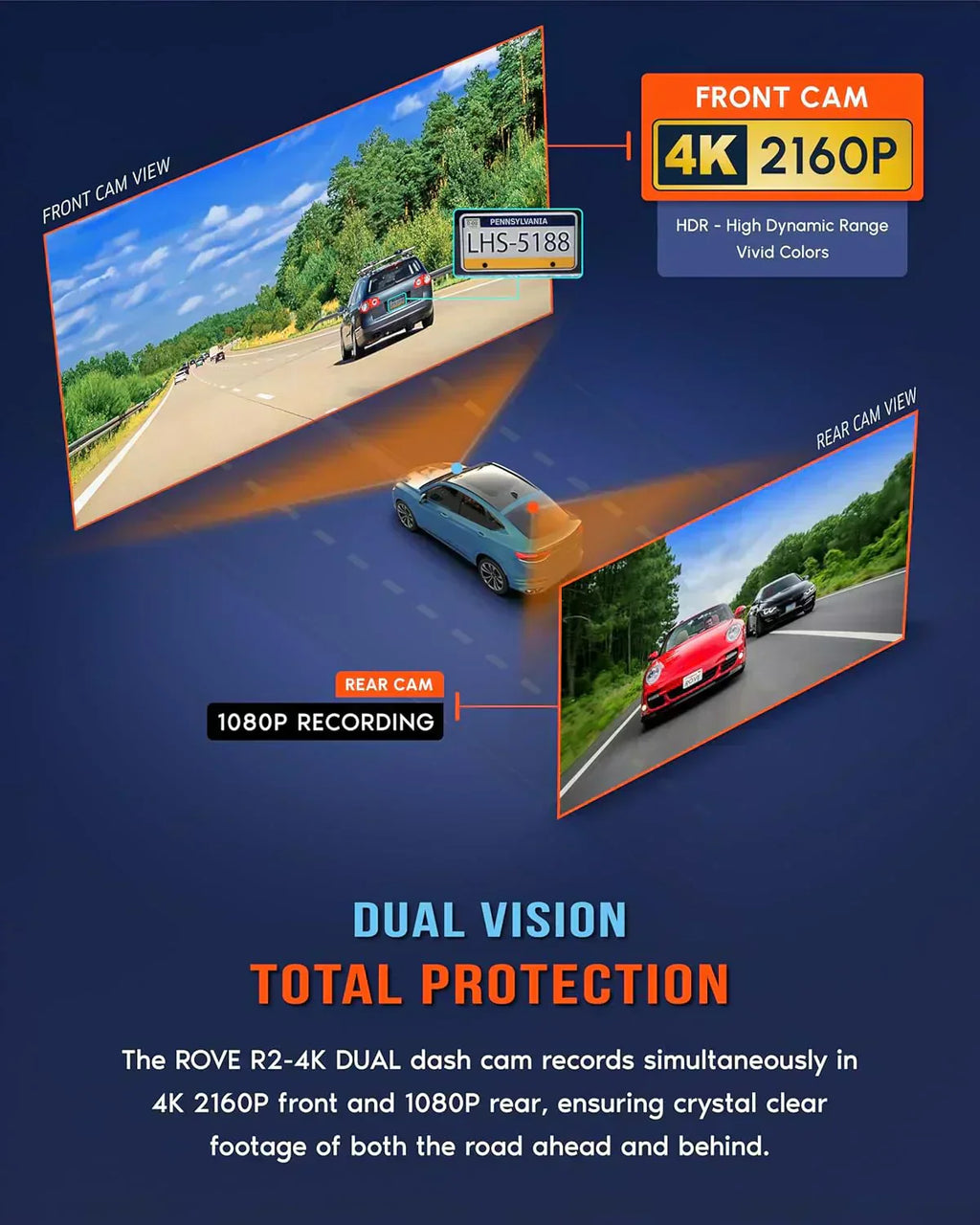 Driving recorder dual instrument cam front and rear Starvis 2 sensor free 128GB card 5G WiFi wourant