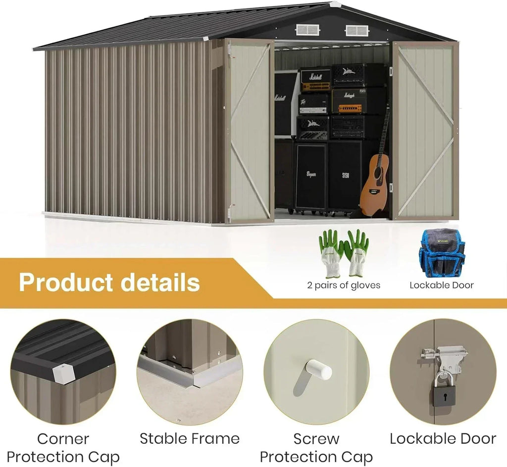 Patiowell 5x3 FT Outdoor Storage Shed Tool Shed with Sloping Roof and Lockable Door Metal Shed wourant