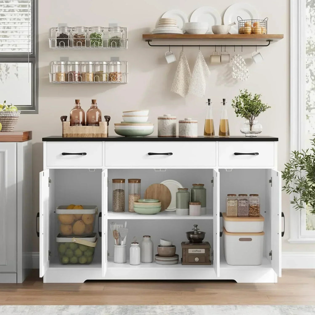 Sideboard with drawers large 55-inch sideboard modern farmhouse wood kitchen dining table wourant