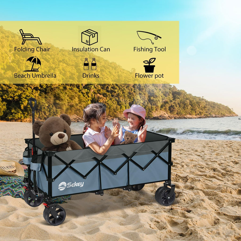 Sekey 48 Inch Long Foldable Extended Travel Cart 440 Lbs Folding Multi-Purpose Garden Cart wourant