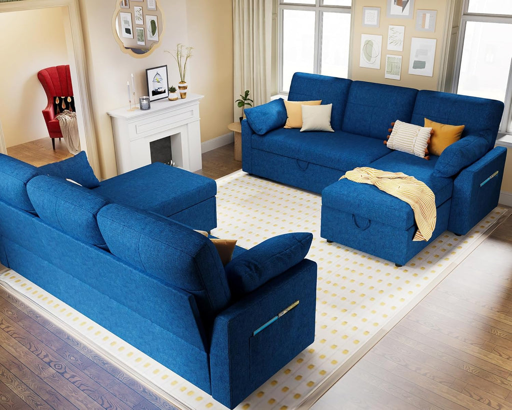 VanAcc Sofa Bed Sleeper Sofa with Storage Chaise 2 in 1 Pull Out Couch Living Room wourant
