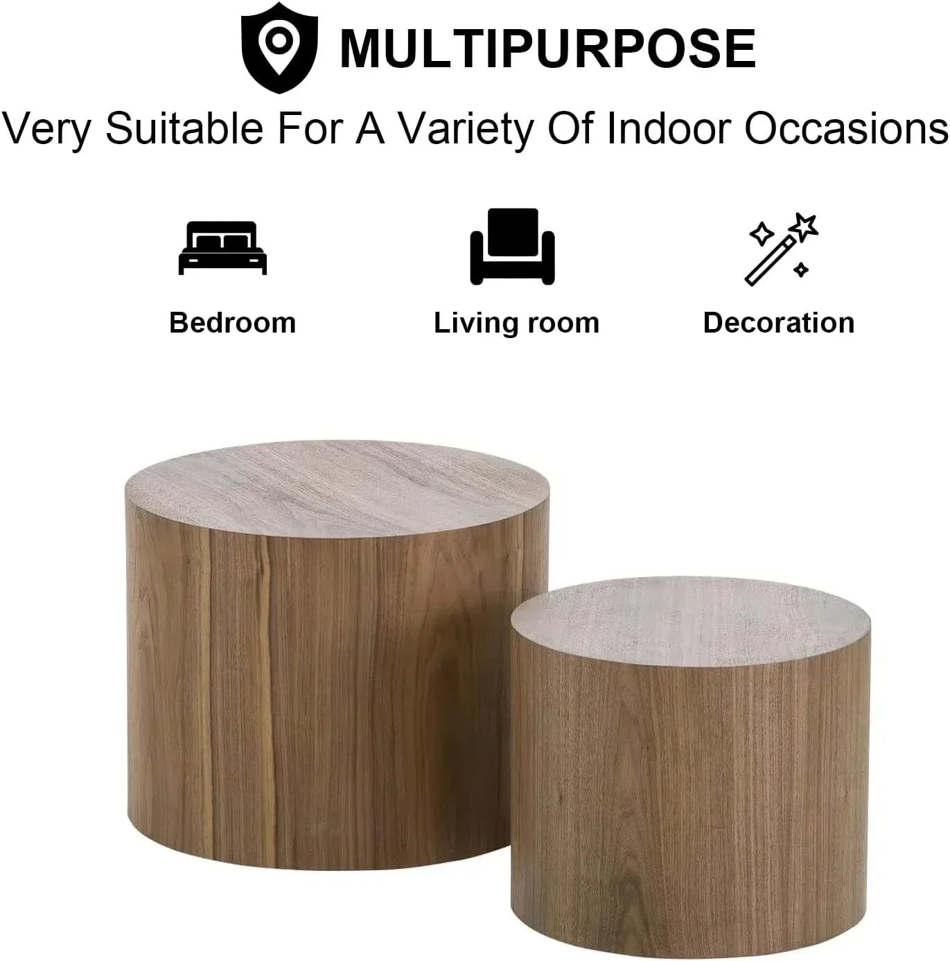 Nesting Coffee Table Set of 2 Modern Round Coffee Table with Non-Slip Feet Circle Accent Tables wourant