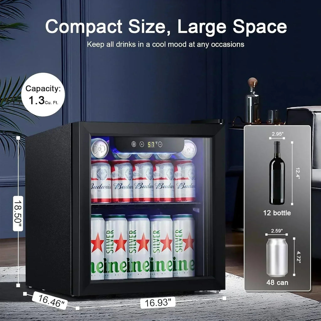 Antarctic Star Beverage Refrigerator Cooler 68 Can Mini Fridge with Glass Door for Beer Drinks Wine wourant