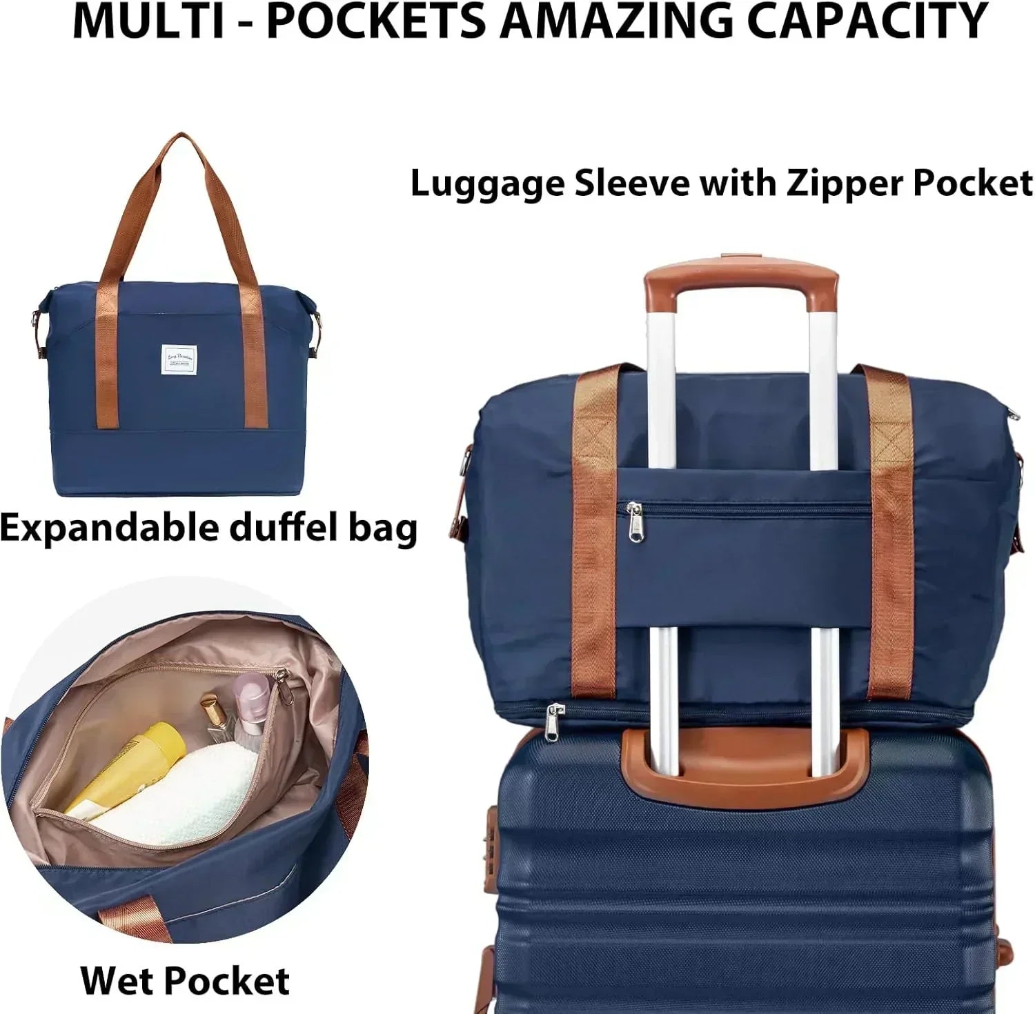 LONG VACATION 6 Piece Luggage Set Carry on Suitcase with ABS+PC hardshell Spinner Wheels wourant
