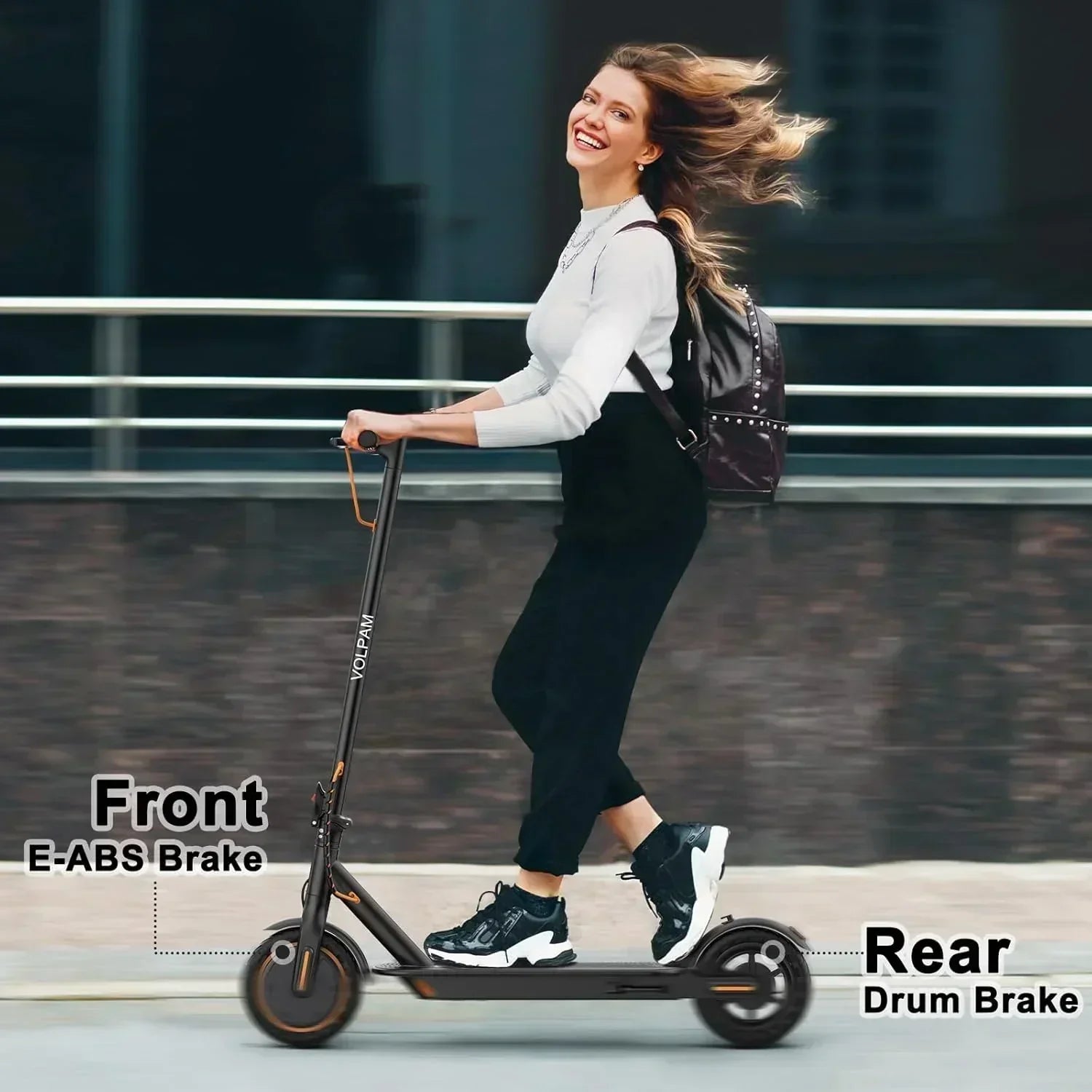 Volpam electric scooter Powerful electric motor Solid tires 28/21/12 mile range wourant