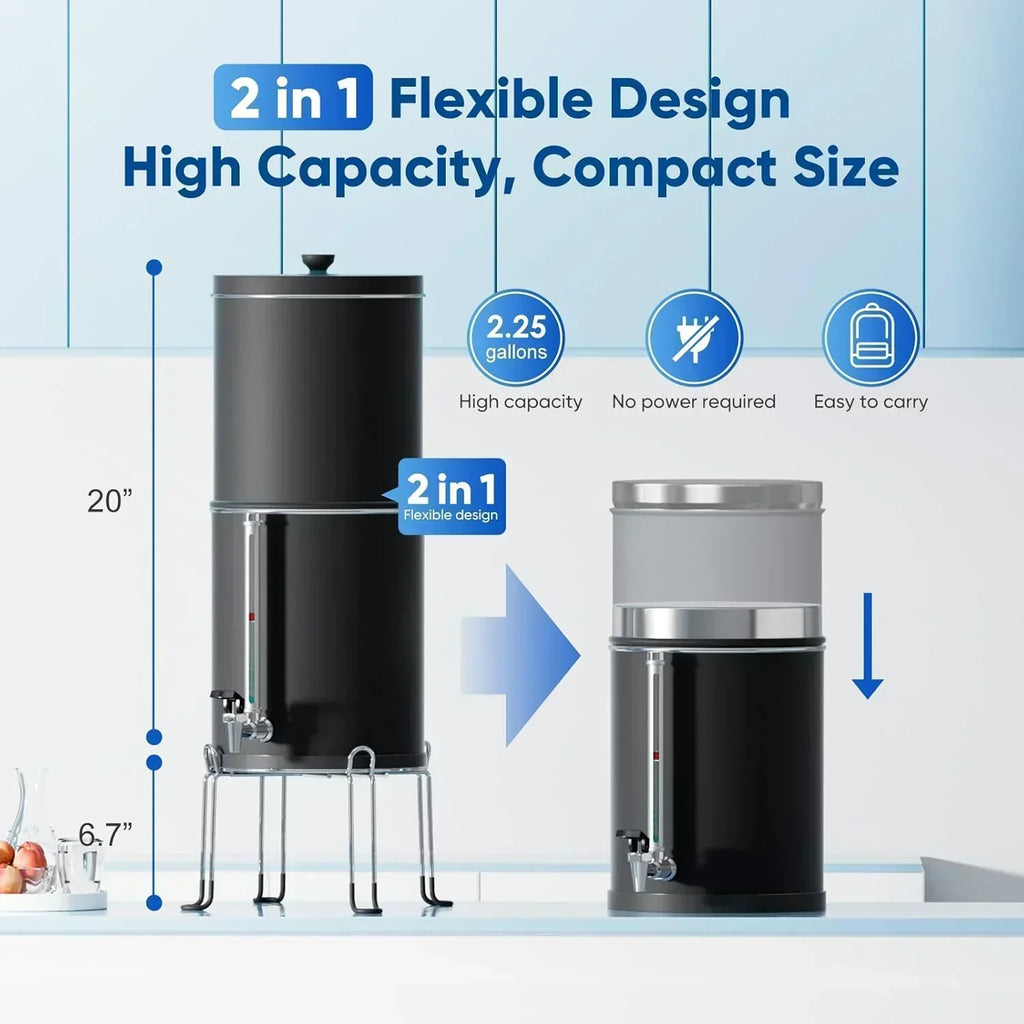 Purewell three-stage 0.01μm ultrafiltration gravity water filtration system 304 wourant