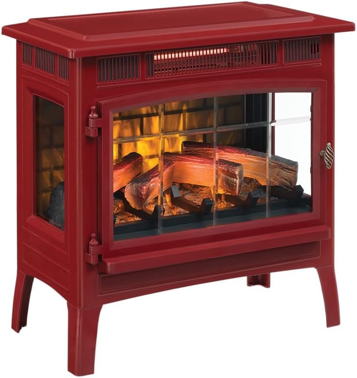 Freestanding Electric Fireplace Stove Heater with 3D Flame Effect for 1000 Sq. Ft wourant