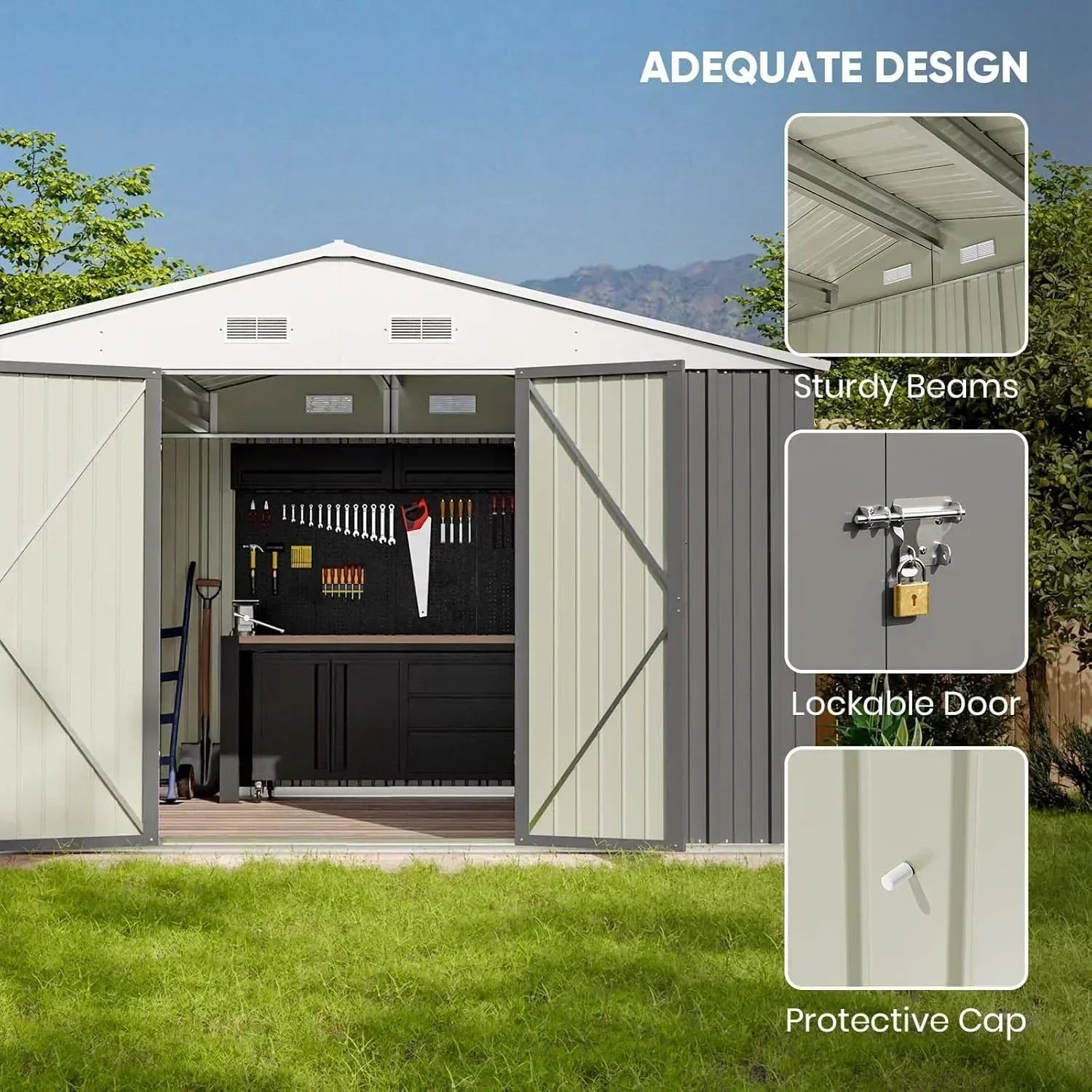 Patiowell 5x3 FT Outdoor Storage Shed Tool Shed with Sloping Roof and Lockable Door Metal Shed wourant