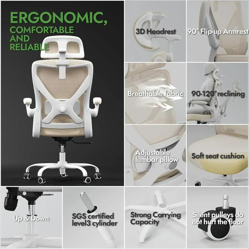 Office computer desk and chair gaming chair with lumbar support and headrest wourant